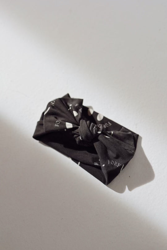 Bamboo Head Wrap | Charcoal & White Ff Smile