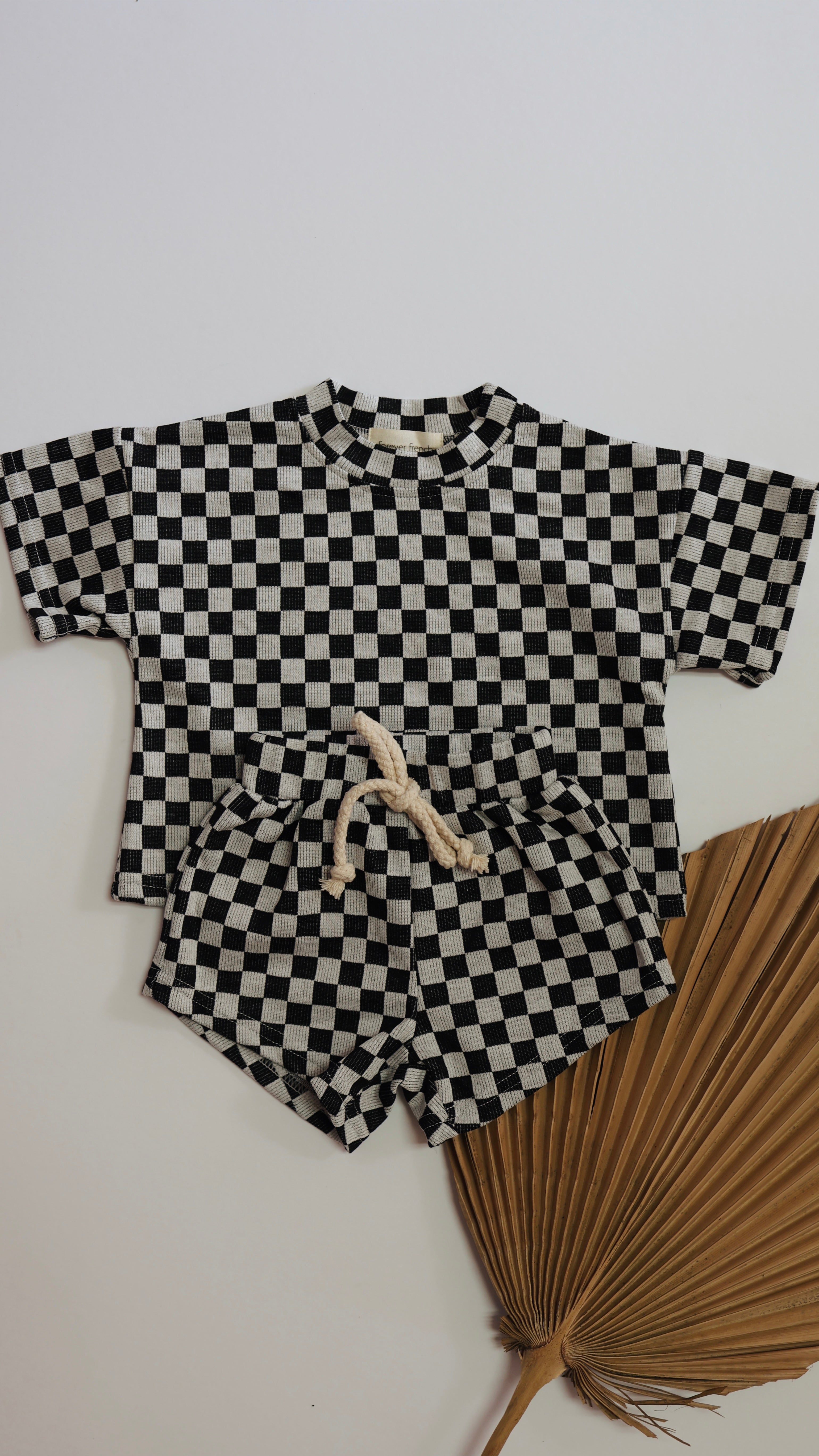 Short Set | Black & Grey Checkerboard
