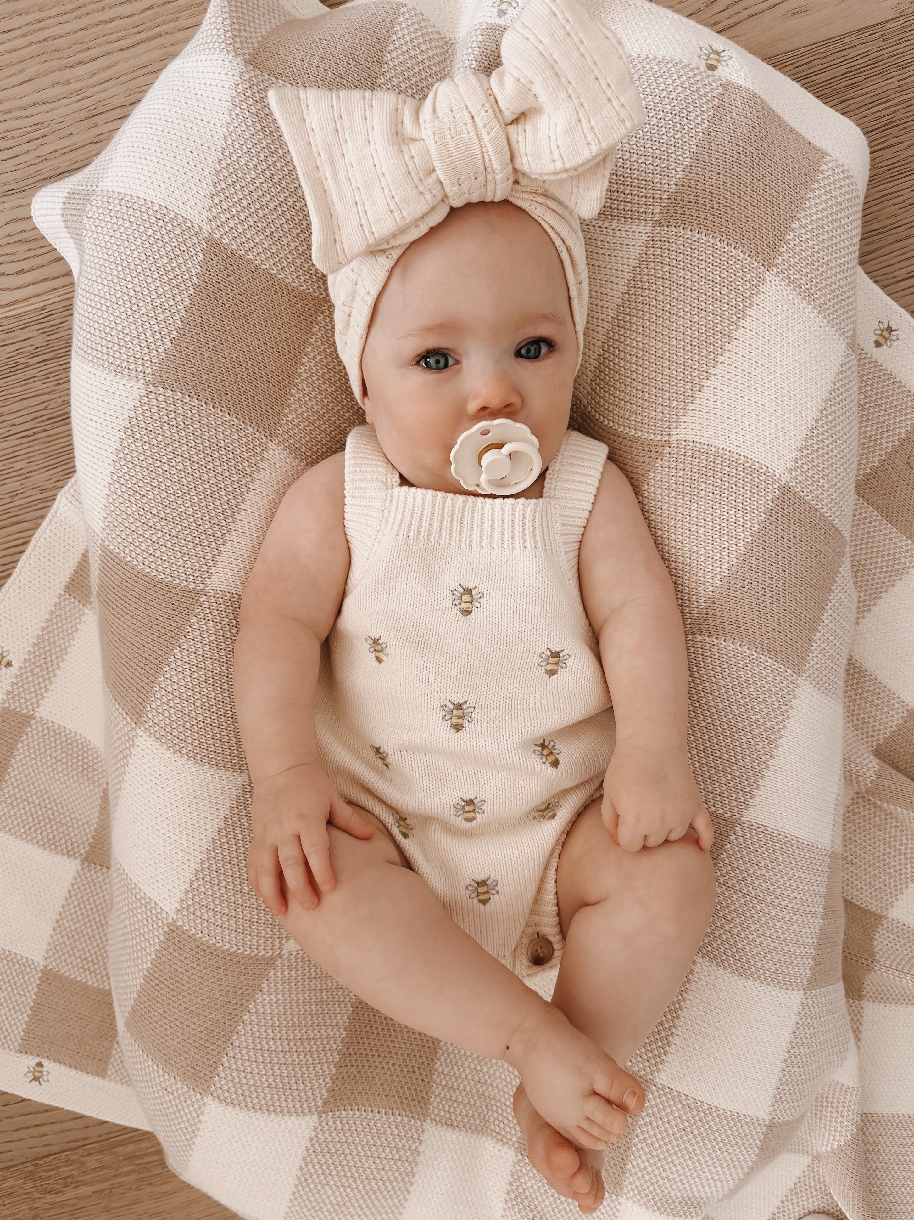 Busy Bee Gingham Baby Blanket