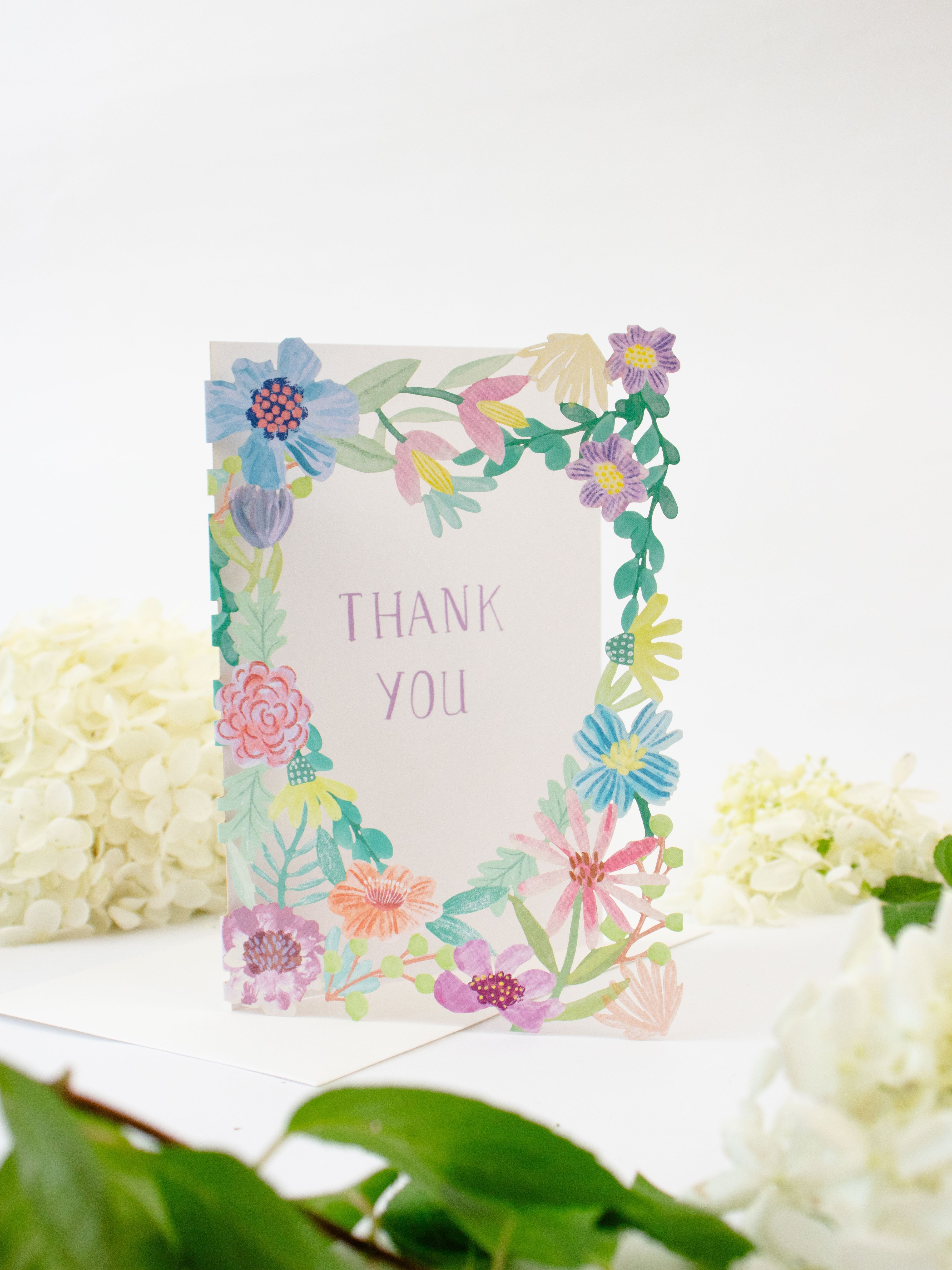 Thank You Flower Heart Lasercut Card