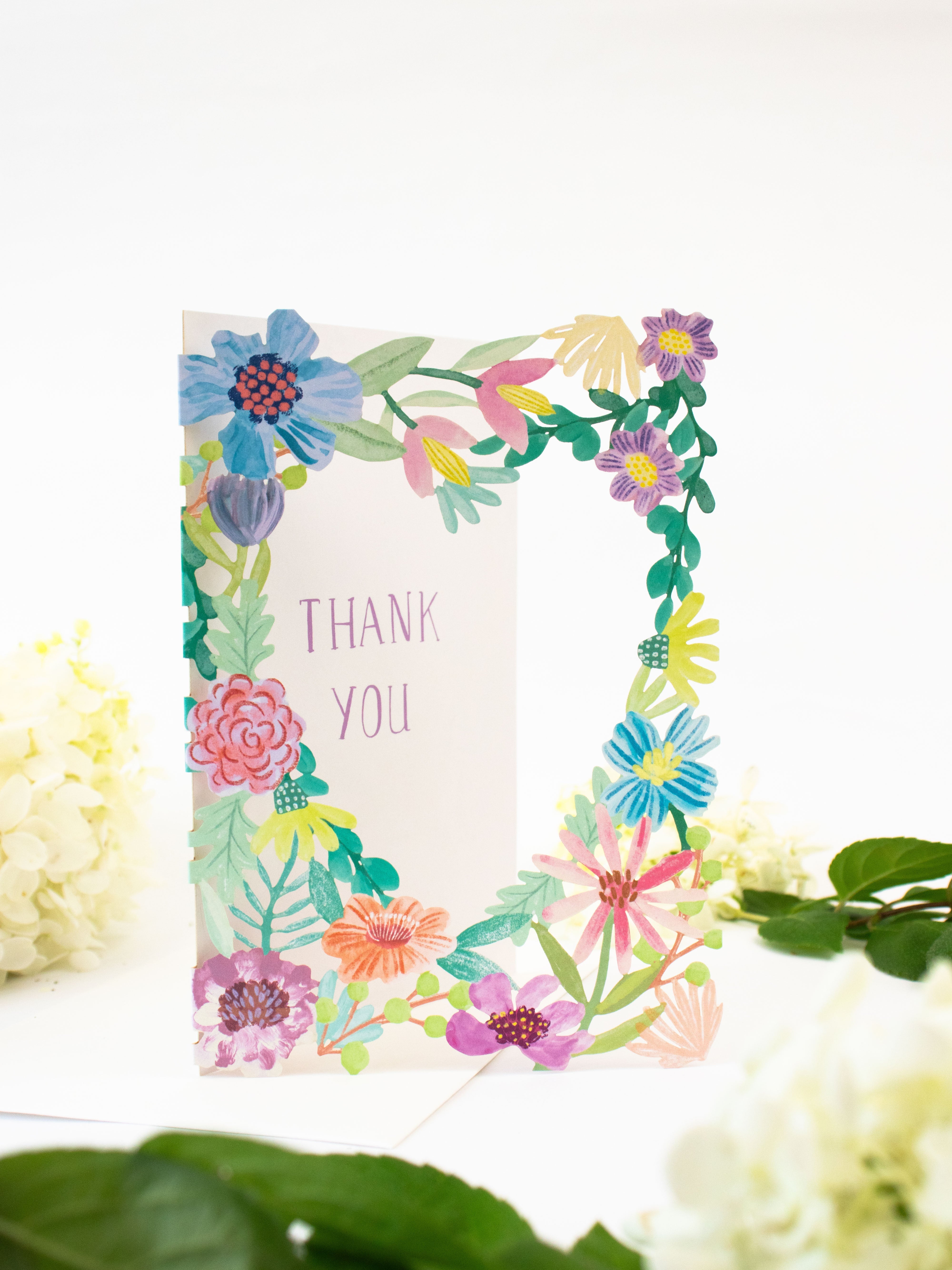 Thank You Flower Heart Lasercut Card