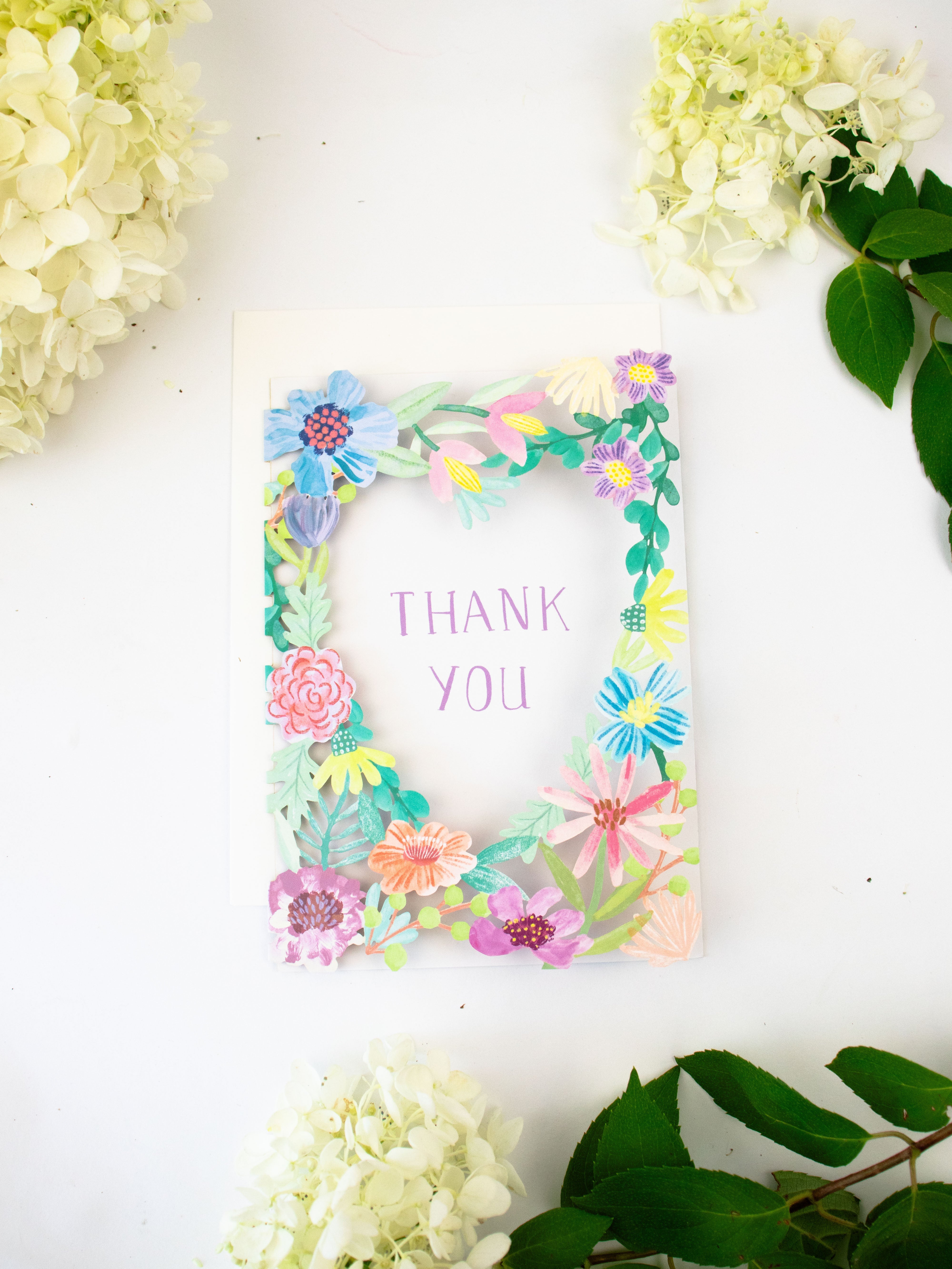 Thank You Flower Heart Lasercut Card