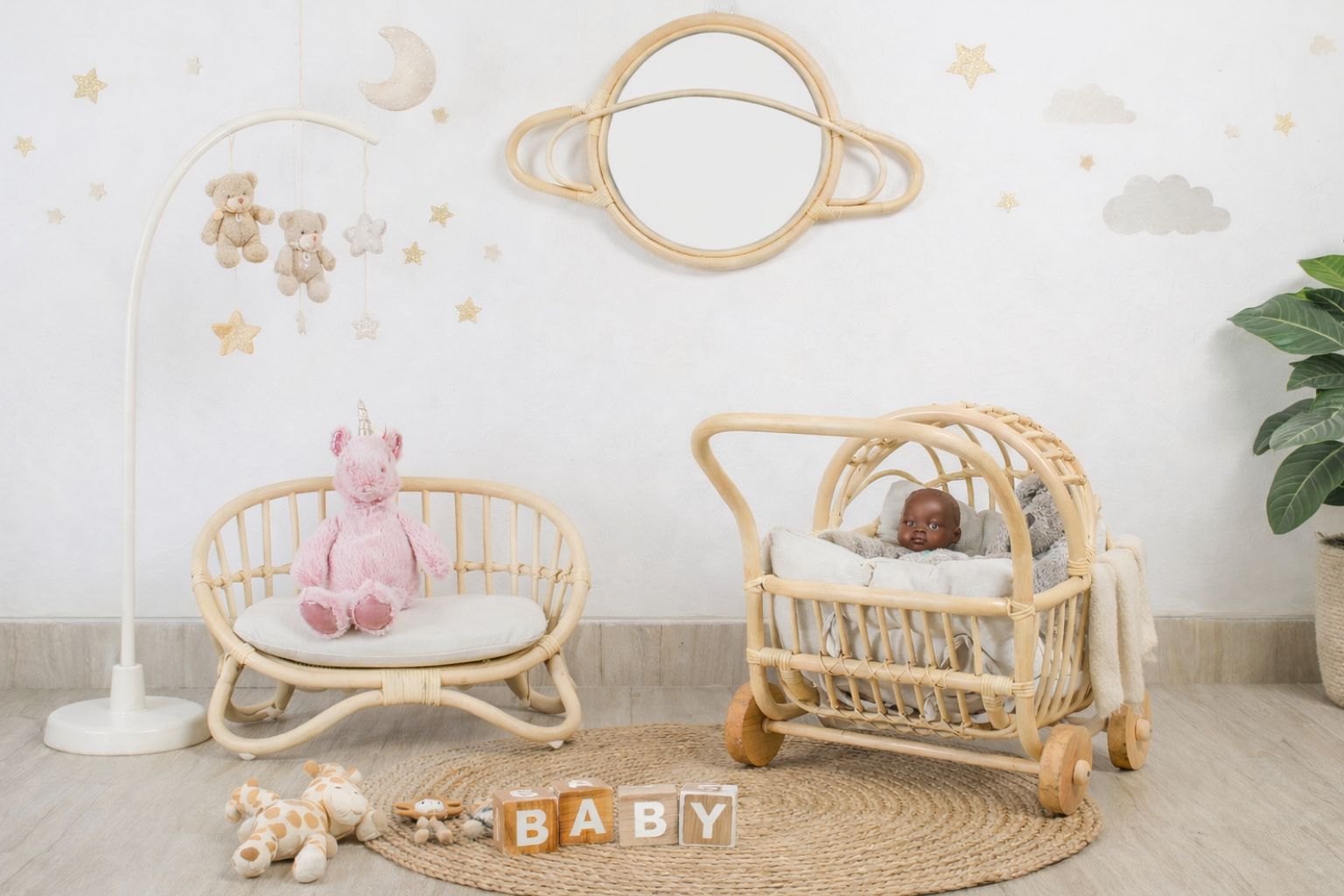 The "petite Reverie" Miniature Rattan Doll Couch