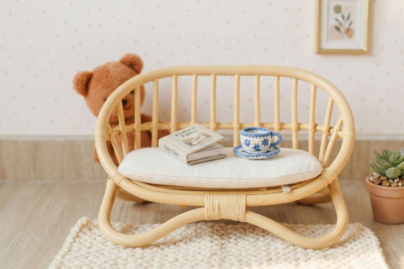The "petite Reverie" Miniature Rattan Doll Couch