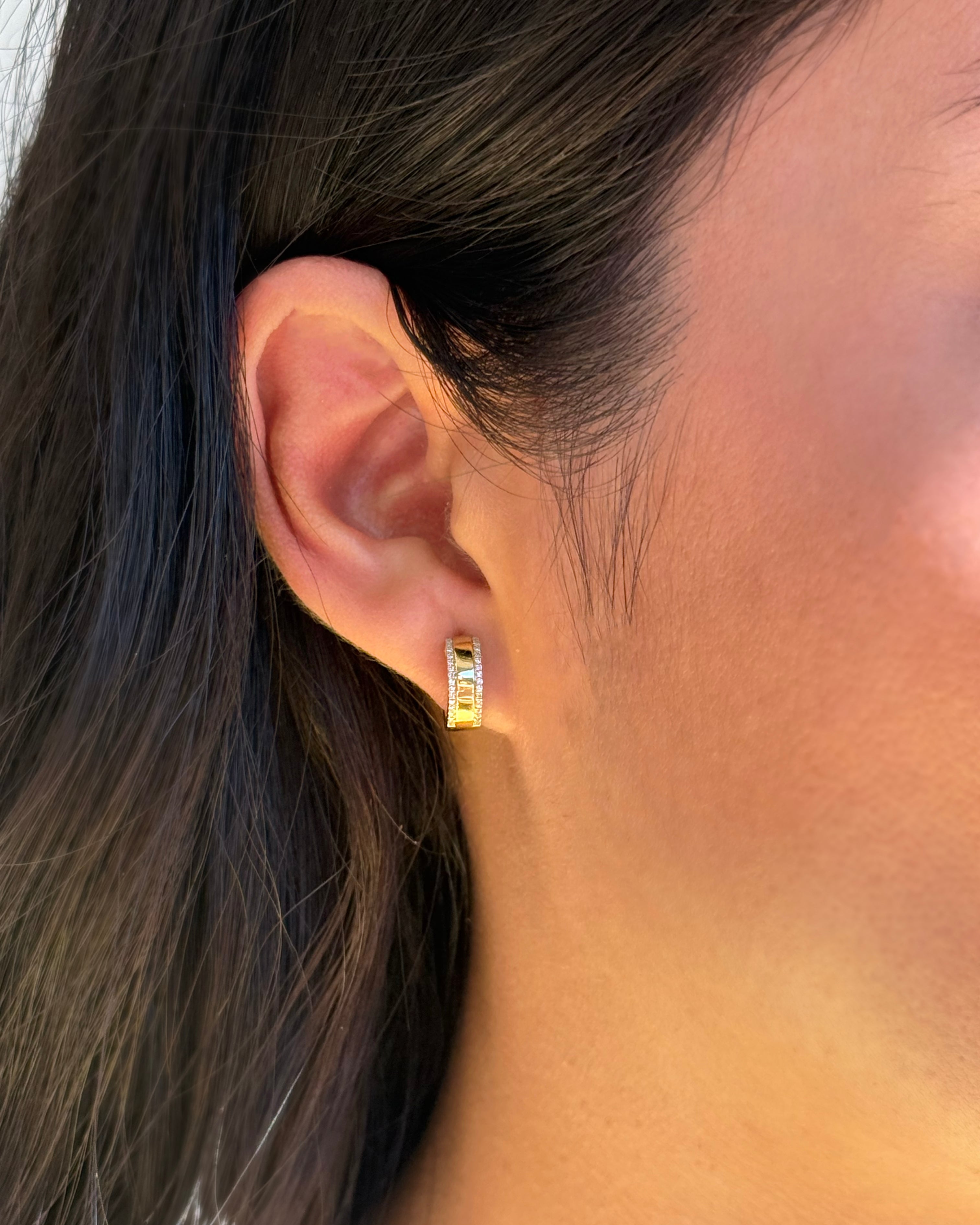 Diamond Thick Huggie Earrings
