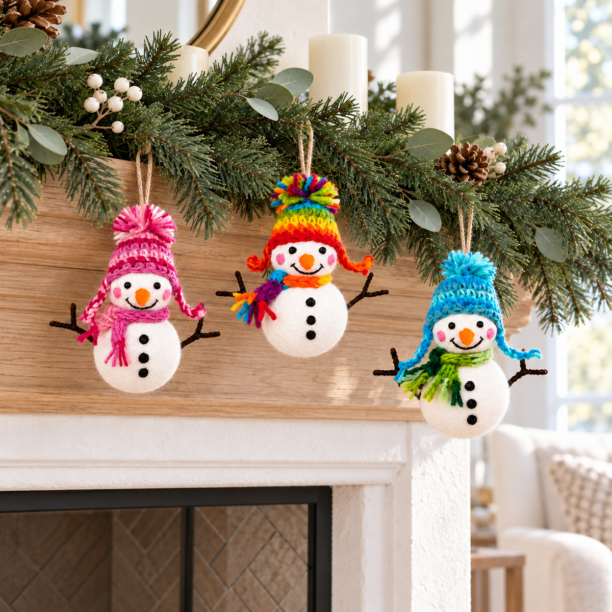 Snowman Ornament With Weaving Hat