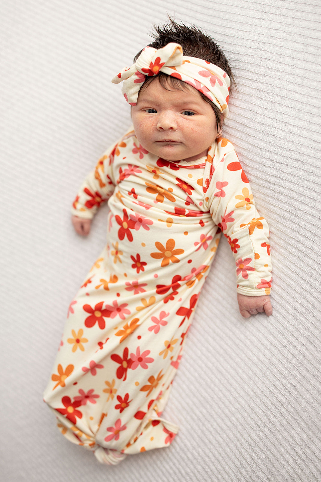 70s Groovy Flower Knotted Newborn Gown