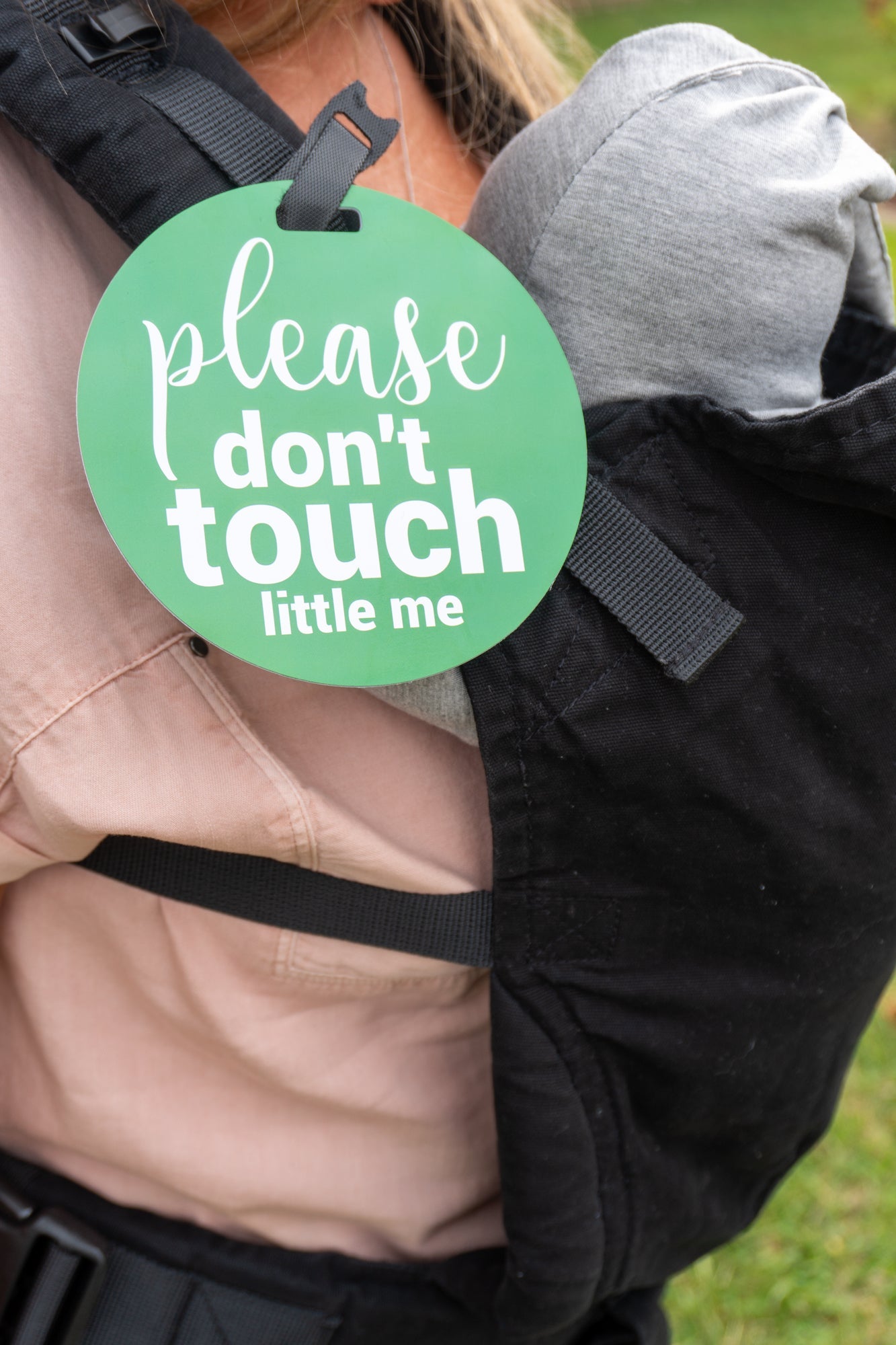 Green Please Don't Touch Little Me Newborn Car Seat Sign Tag