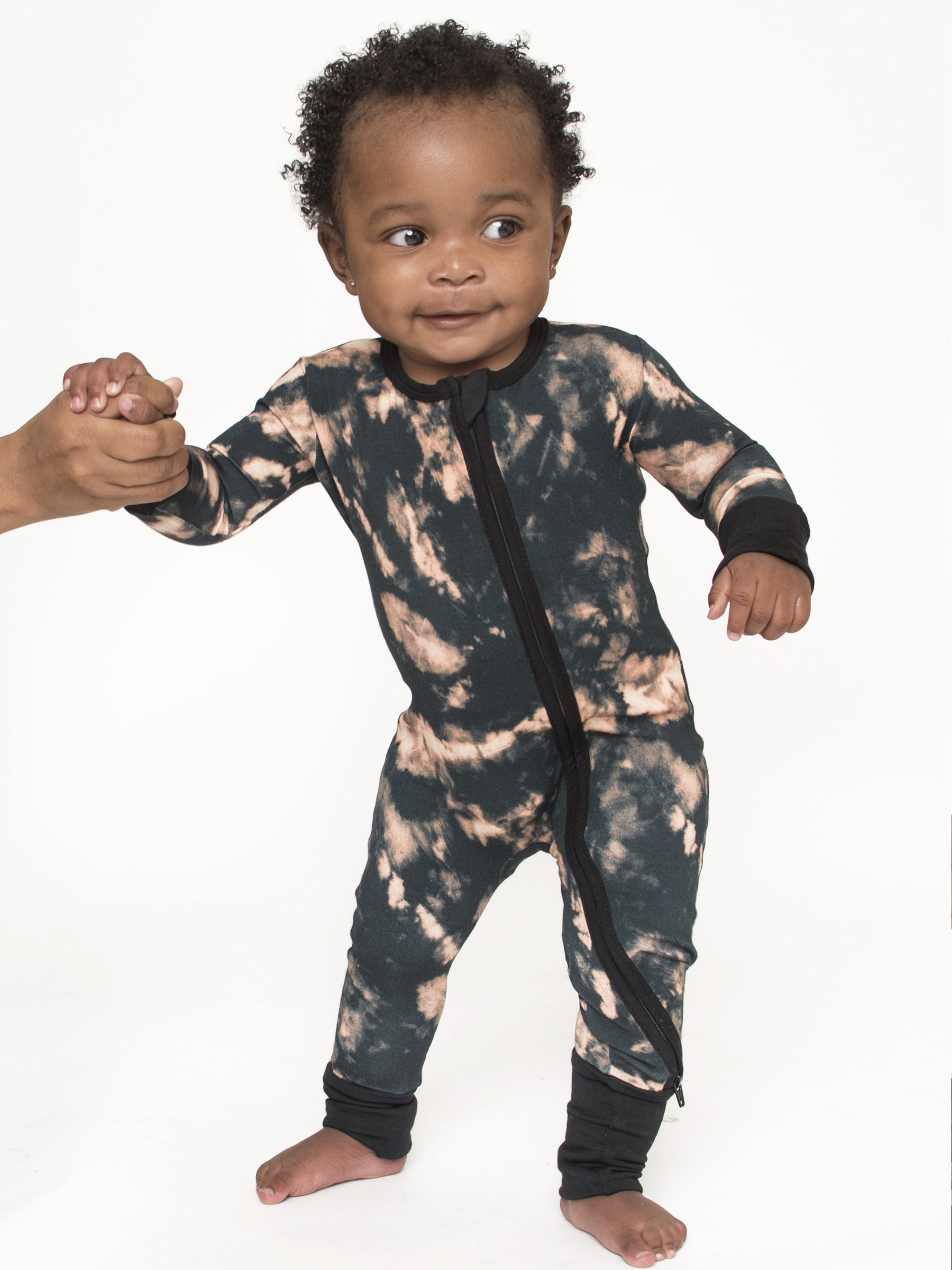 Black Tie-dye Zip Romper