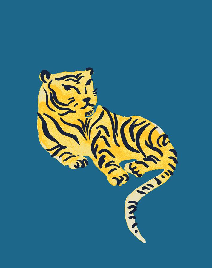 'tigers' Wallpaper By Tea Collection - Cadet Blue