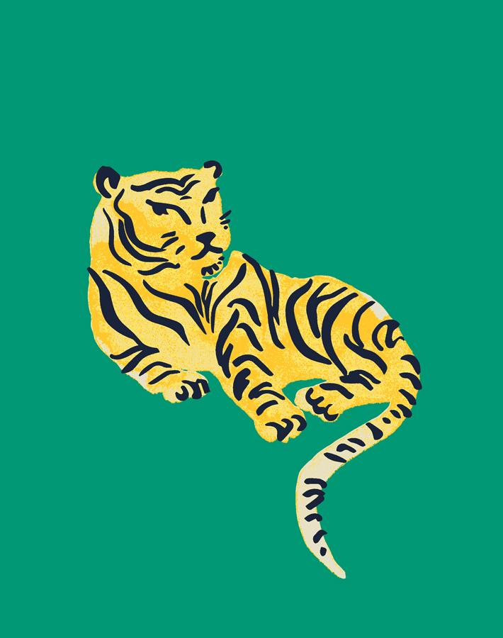 'tigers' Wallpaper By Tea Collection - Emerald