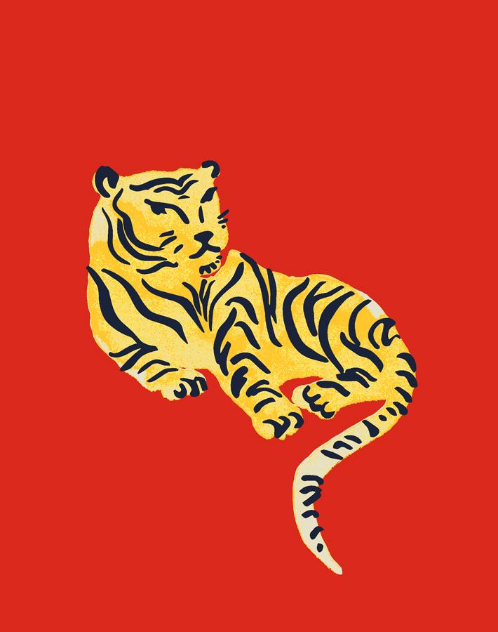 'tigers' Wallpaper By Tea Collection - Red