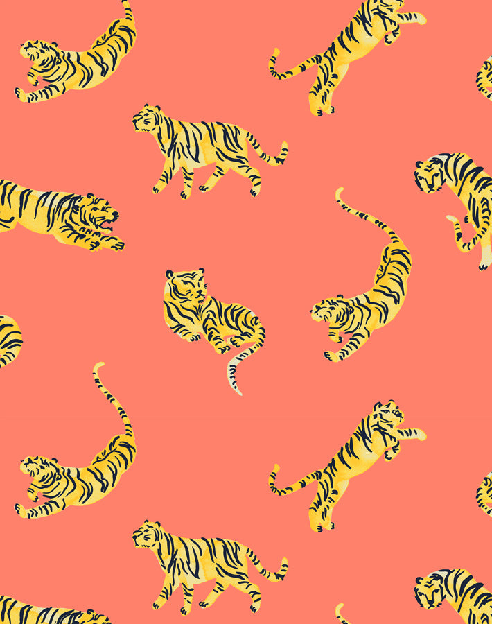 'tigers' Wallpaper By Tea Collection - Watermelon