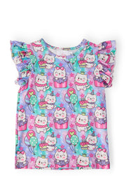 Time To Purr-ty S/s Ruffle Tee