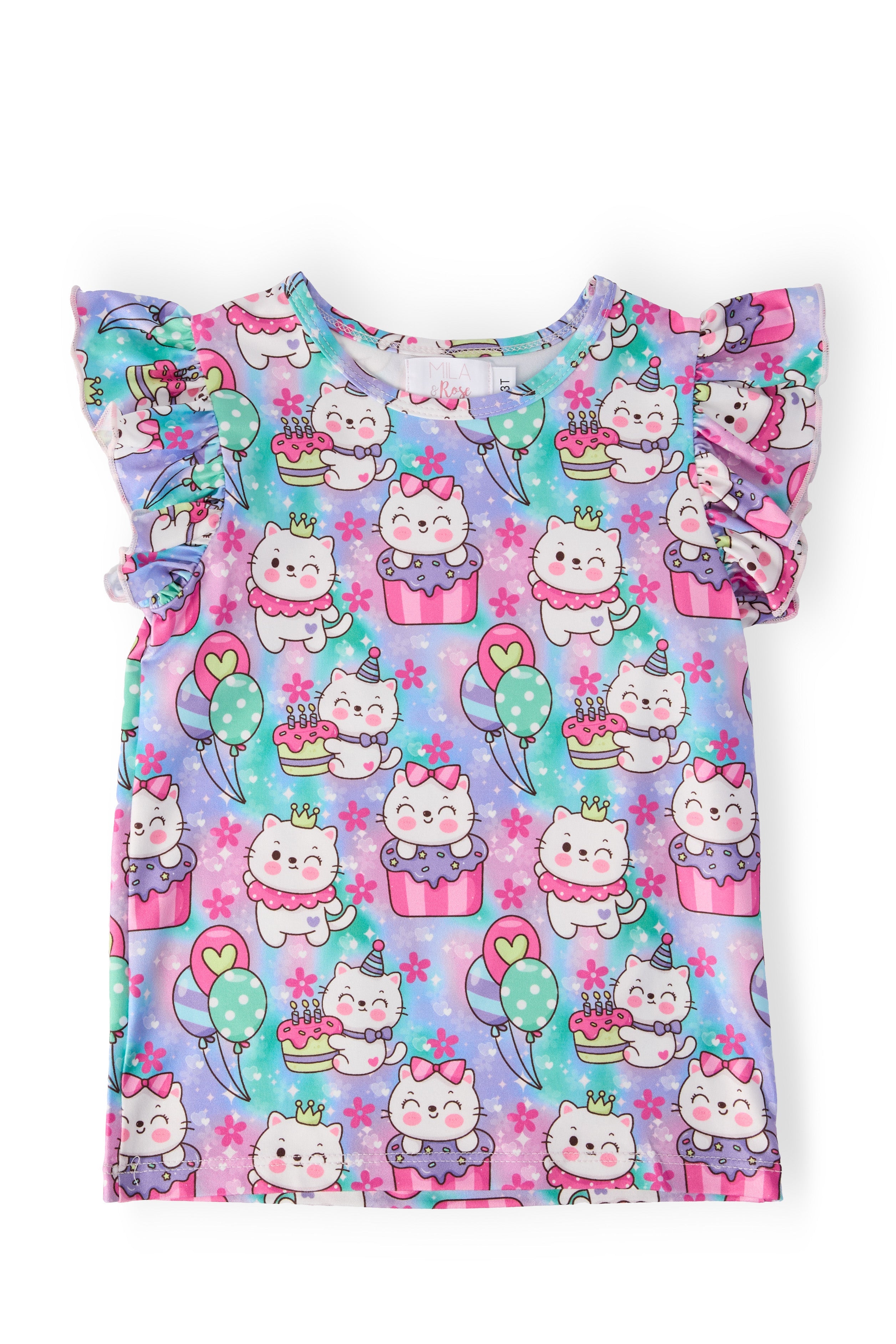 Time To Purr-ty S/s Ruffle Tee