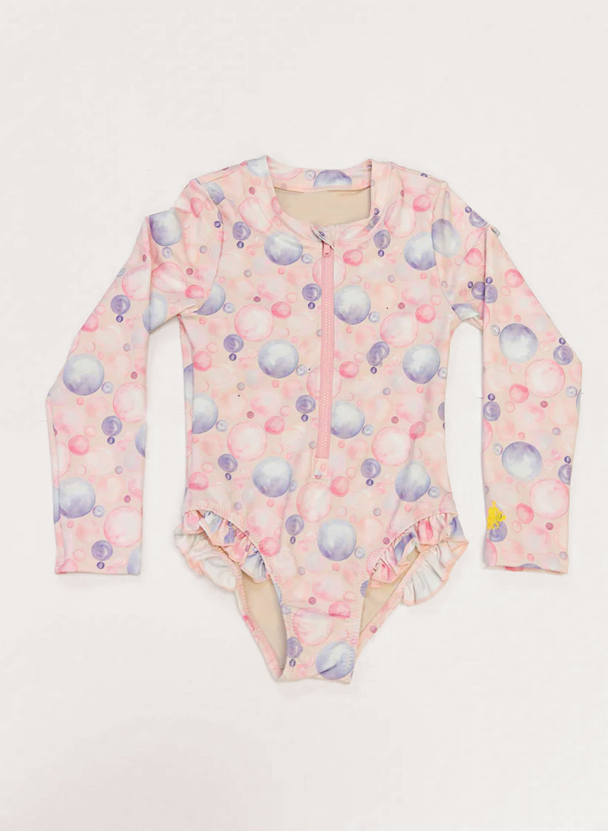 Girl's Rashguard Swimsuit - Pink Bubbles