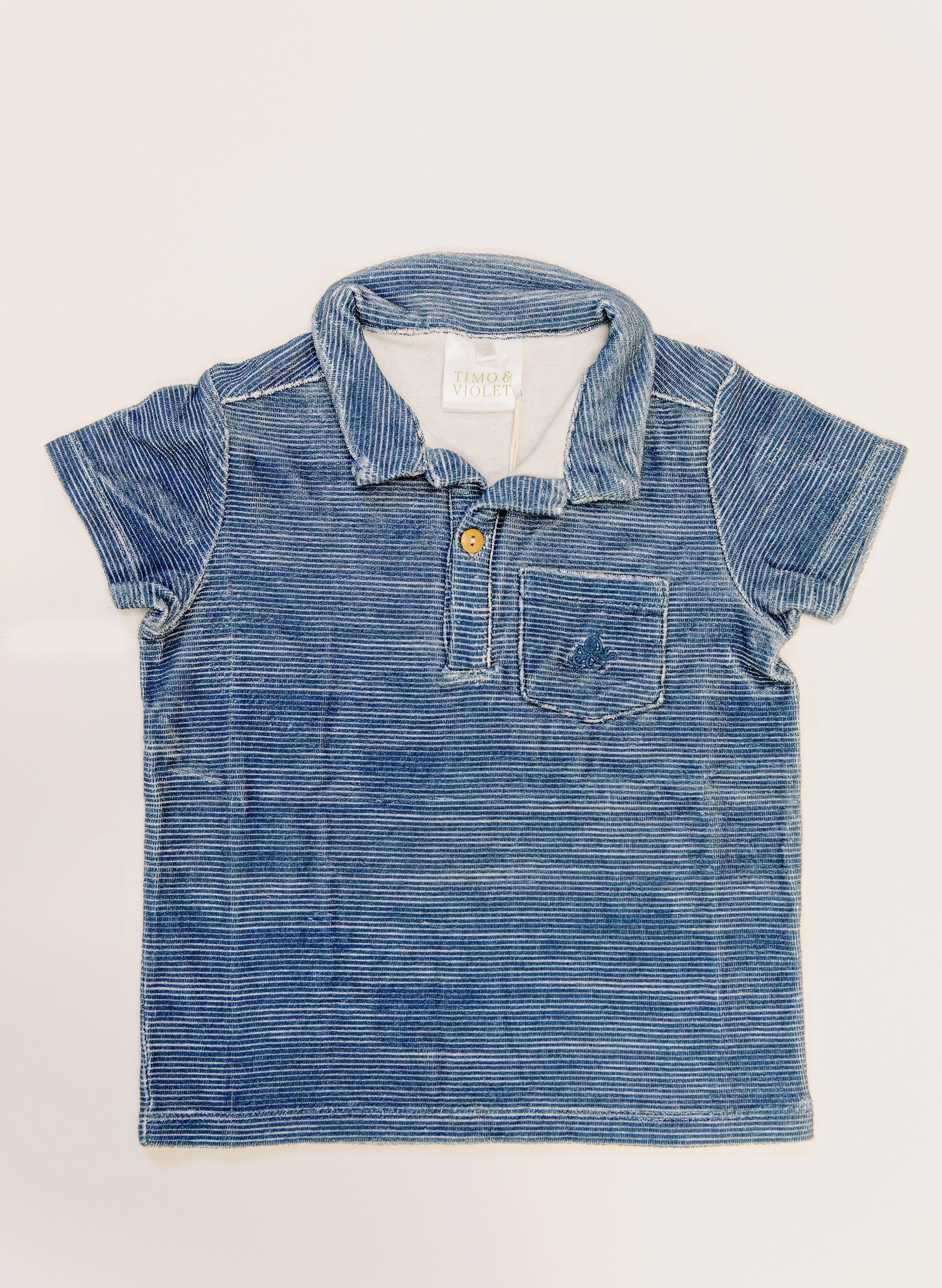 French Terry Polo - Sailor Navy Stripe