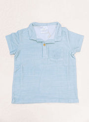 French Terry Polo - Misty Blue Stripe