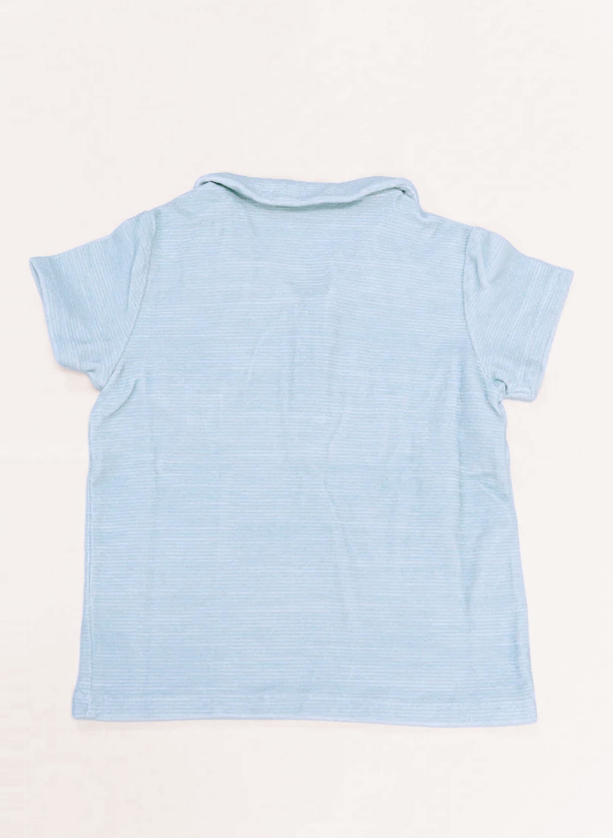 French Terry Polo - Misty Blue Stripe