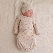 Organic Kimono Infant Sleep Gown - Tiny Bows