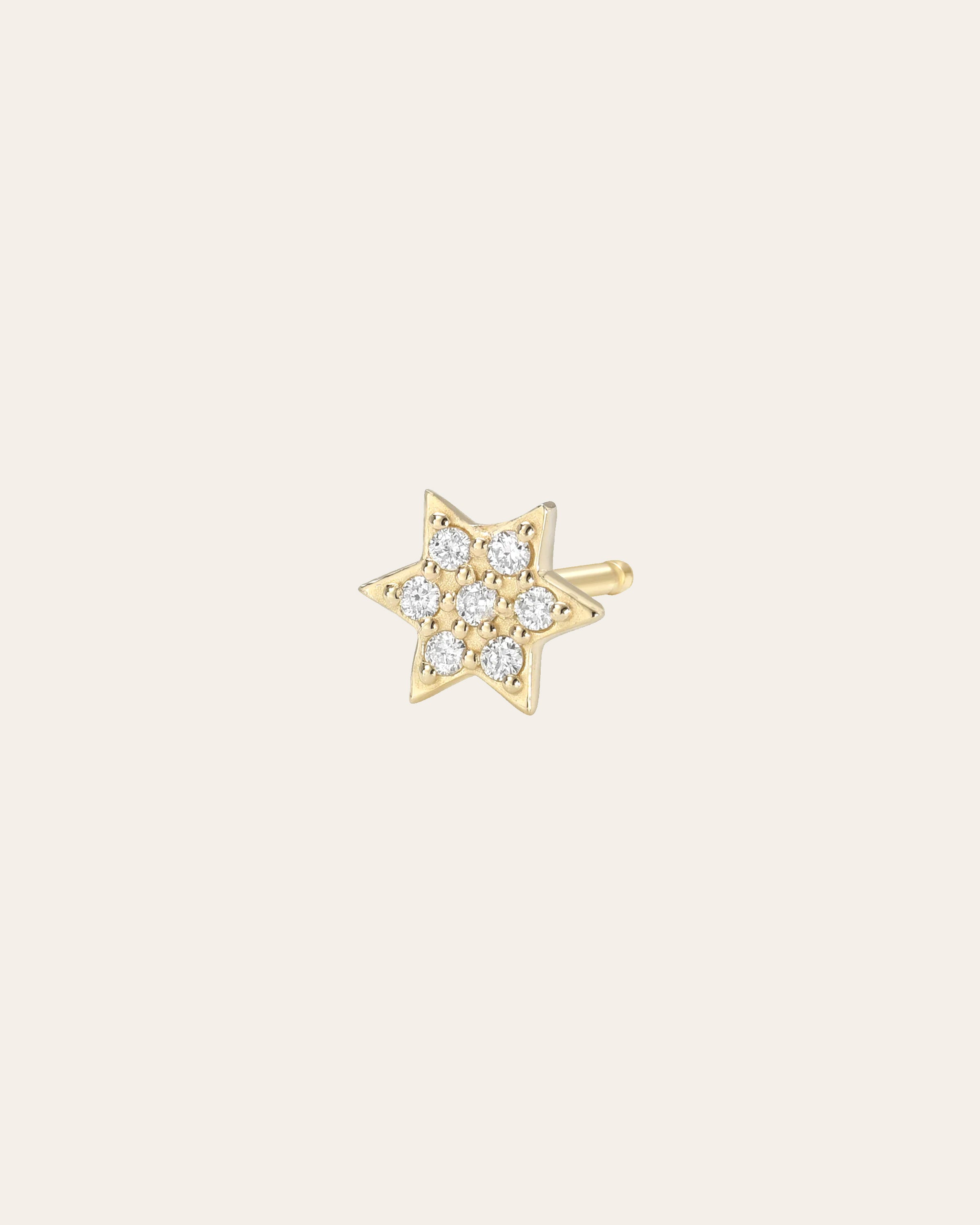 Tiny Diamond Star Of David Stud Earring