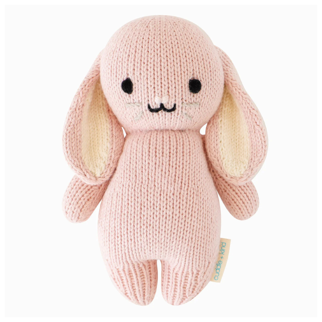 Tiny Pink Bunny Heirloom Plush - Handmade Organic Cotton Toy