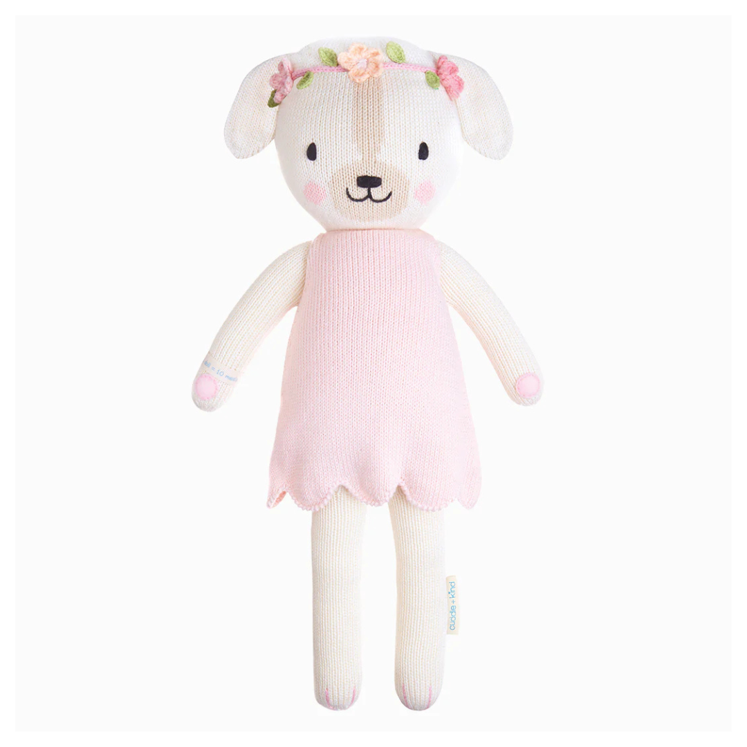 Tiny Pink Dog Heirloom Plush - Handmade Organic Cotton Toy