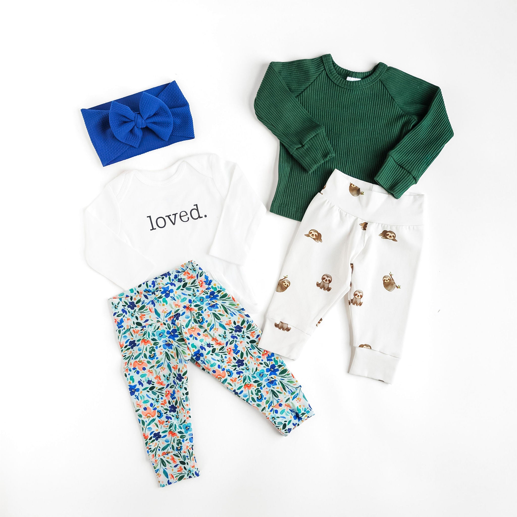 Sloths On Ivory Baby & Toddler Cotton Knit Leggings