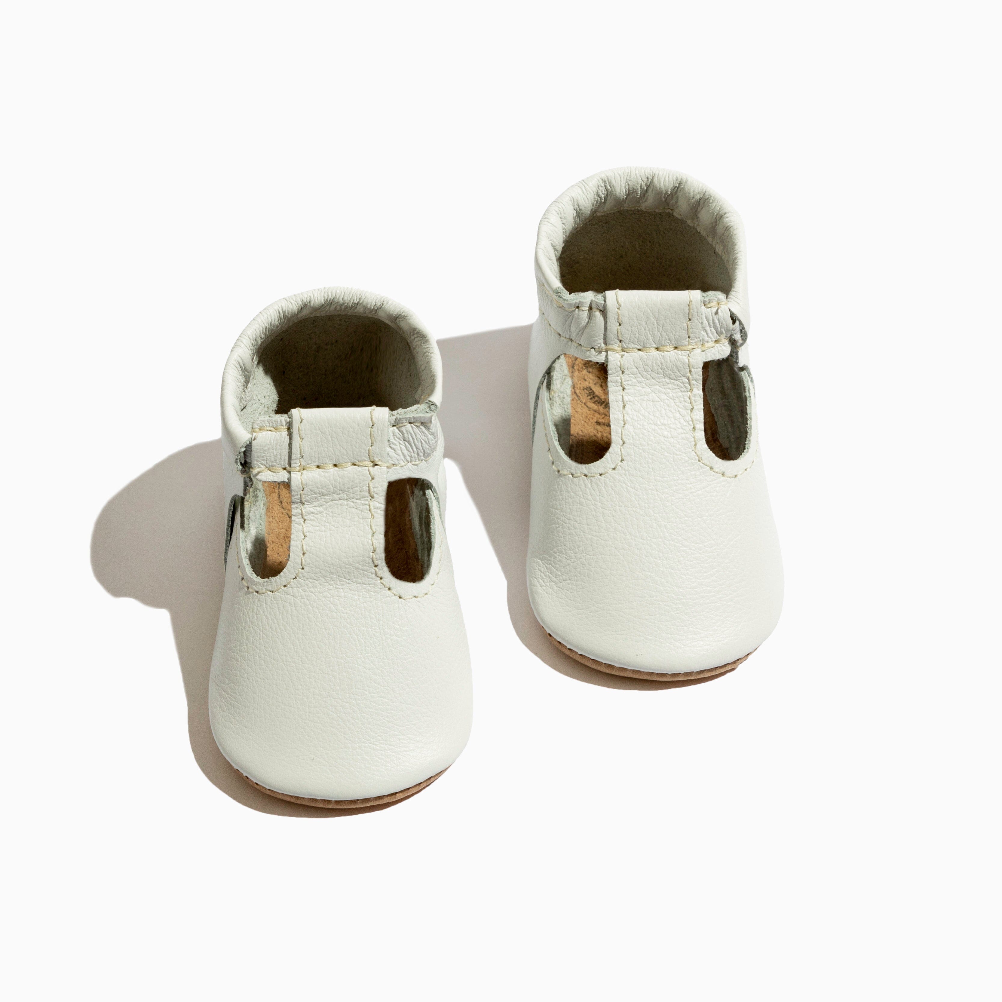 Toasted Bright White T-bar Baby Shoe