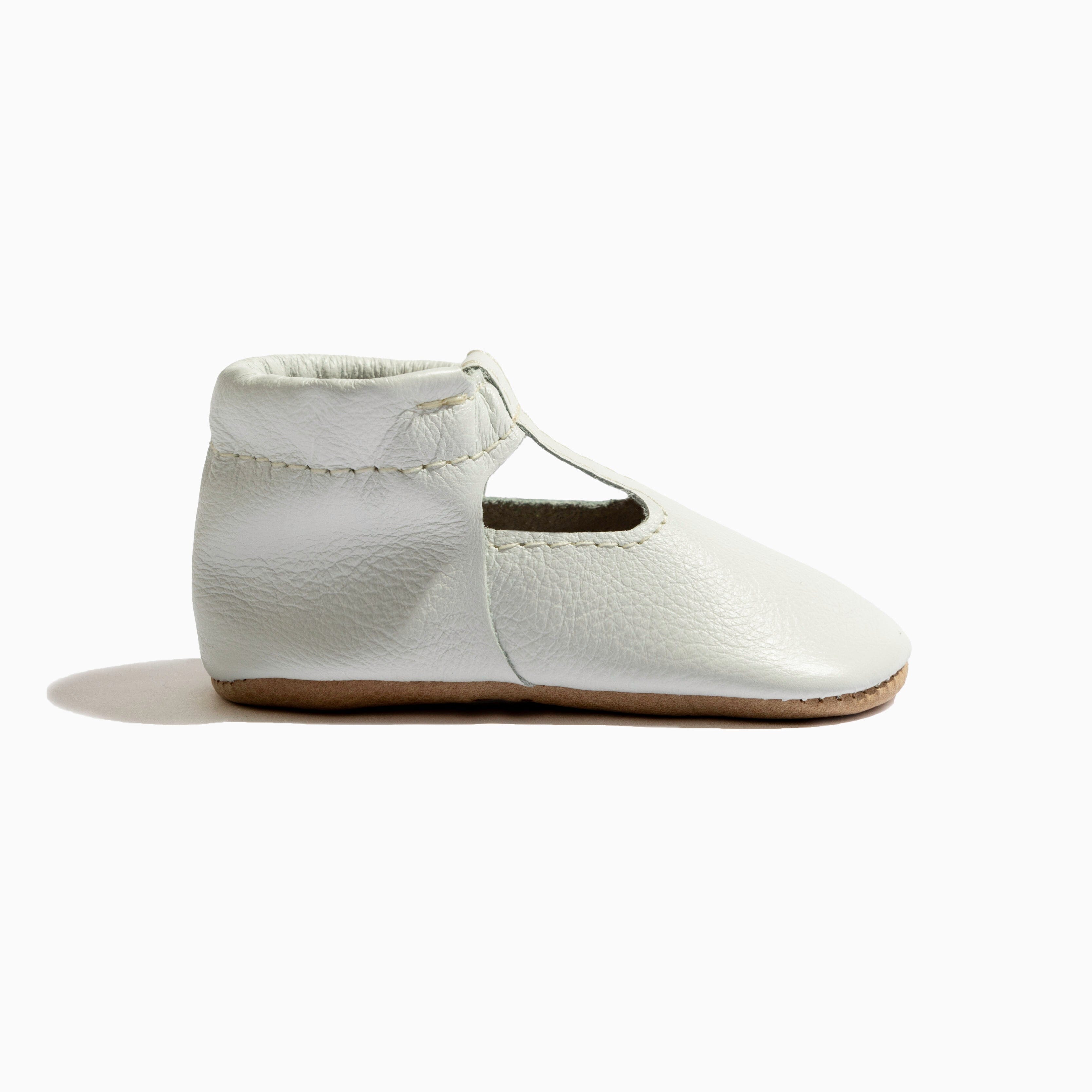Toasted Bright White T-bar Baby Shoe