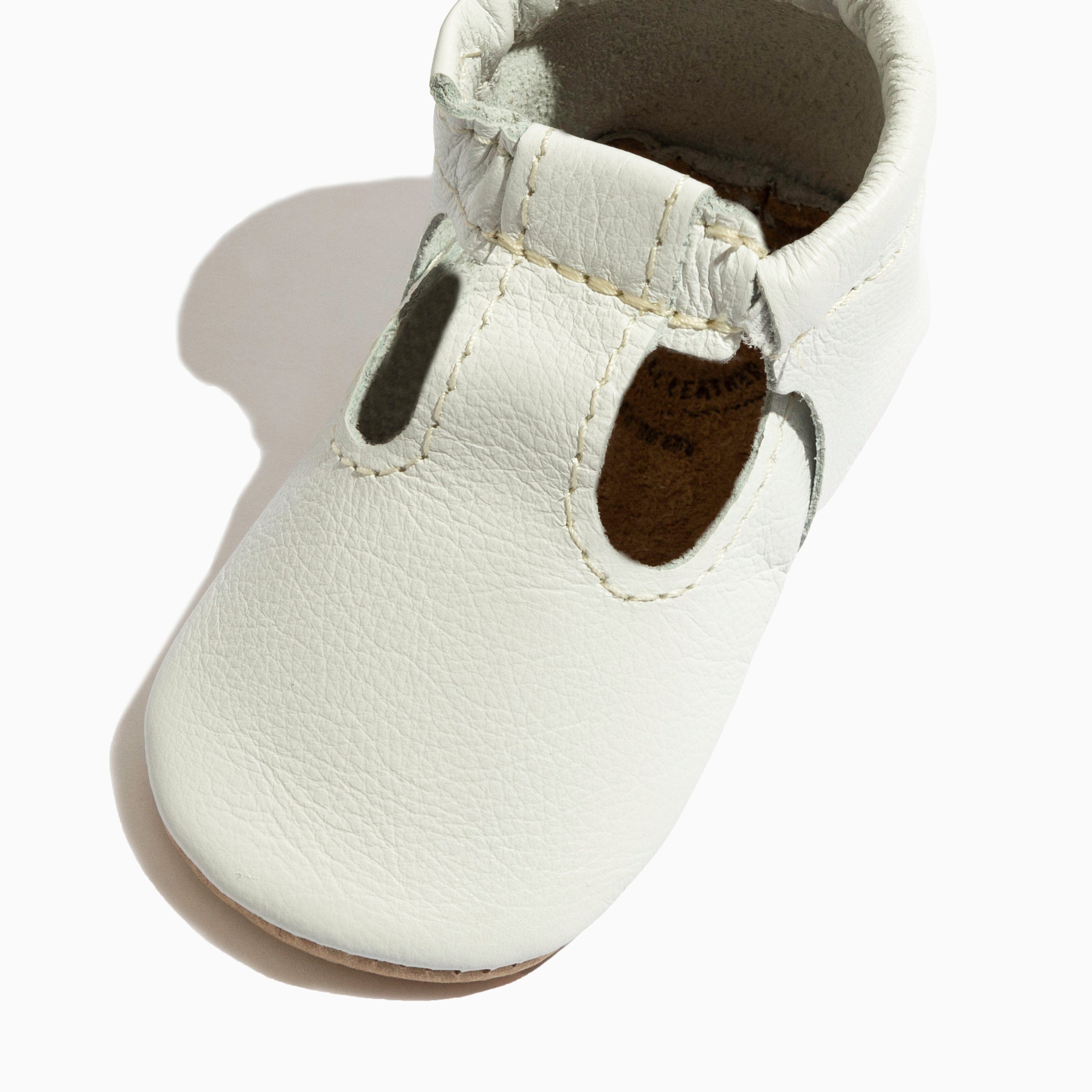 Toasted Bright White T-bar Baby Shoe