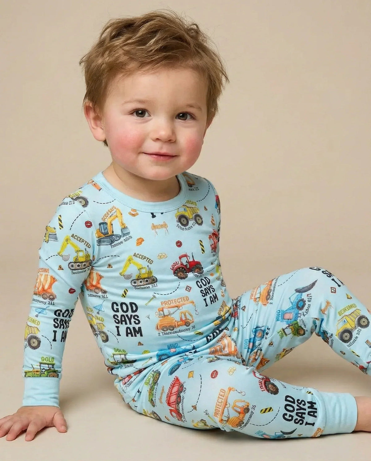 God Says I Am Boy Bamboo Two Piece Long Sleeve Pajama Set
