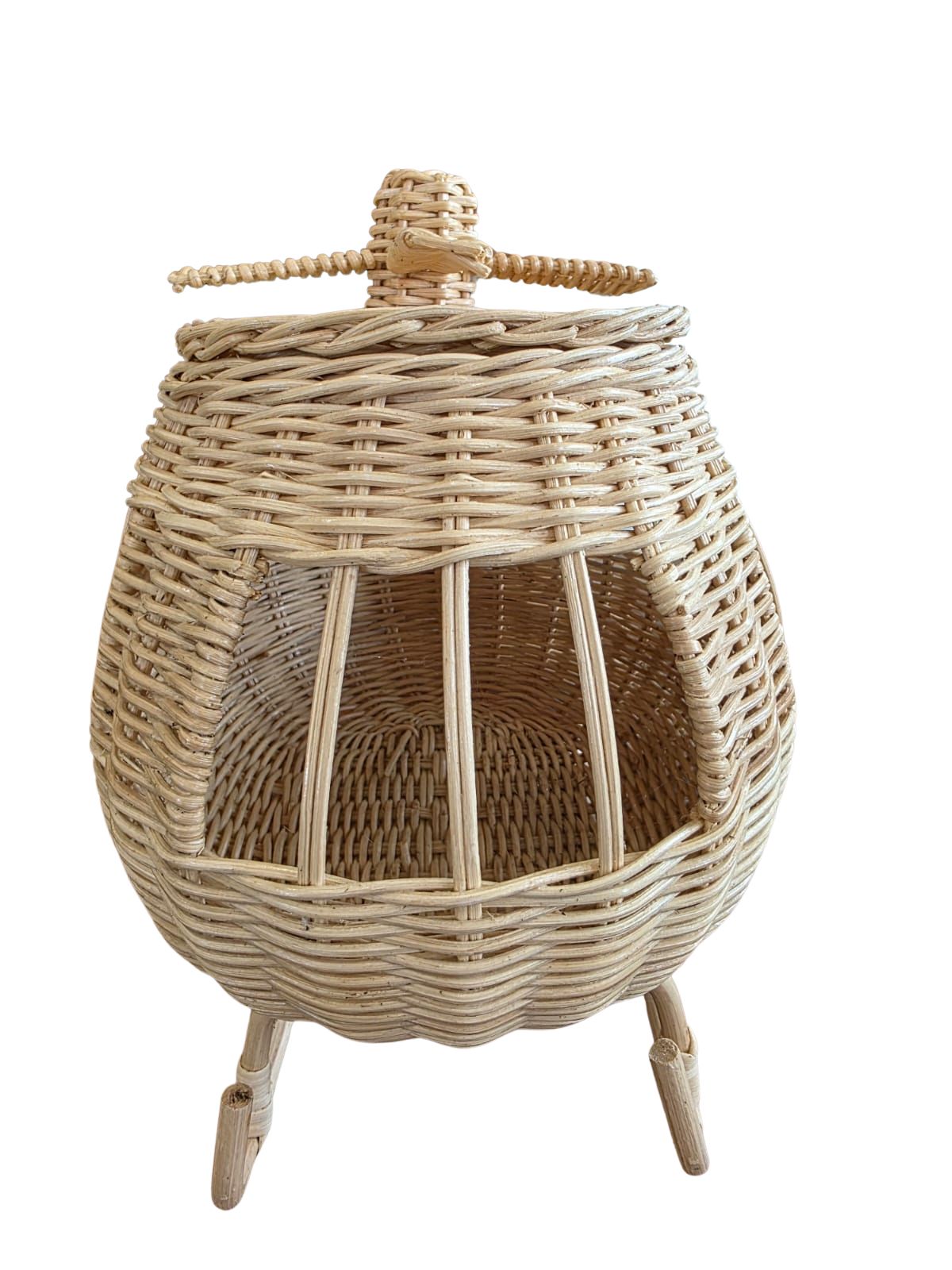 Rattan Toy Helicopter – Handcrafted Boho Pretend Play Toy For Kids | Montessori Airplane Nursery Decor