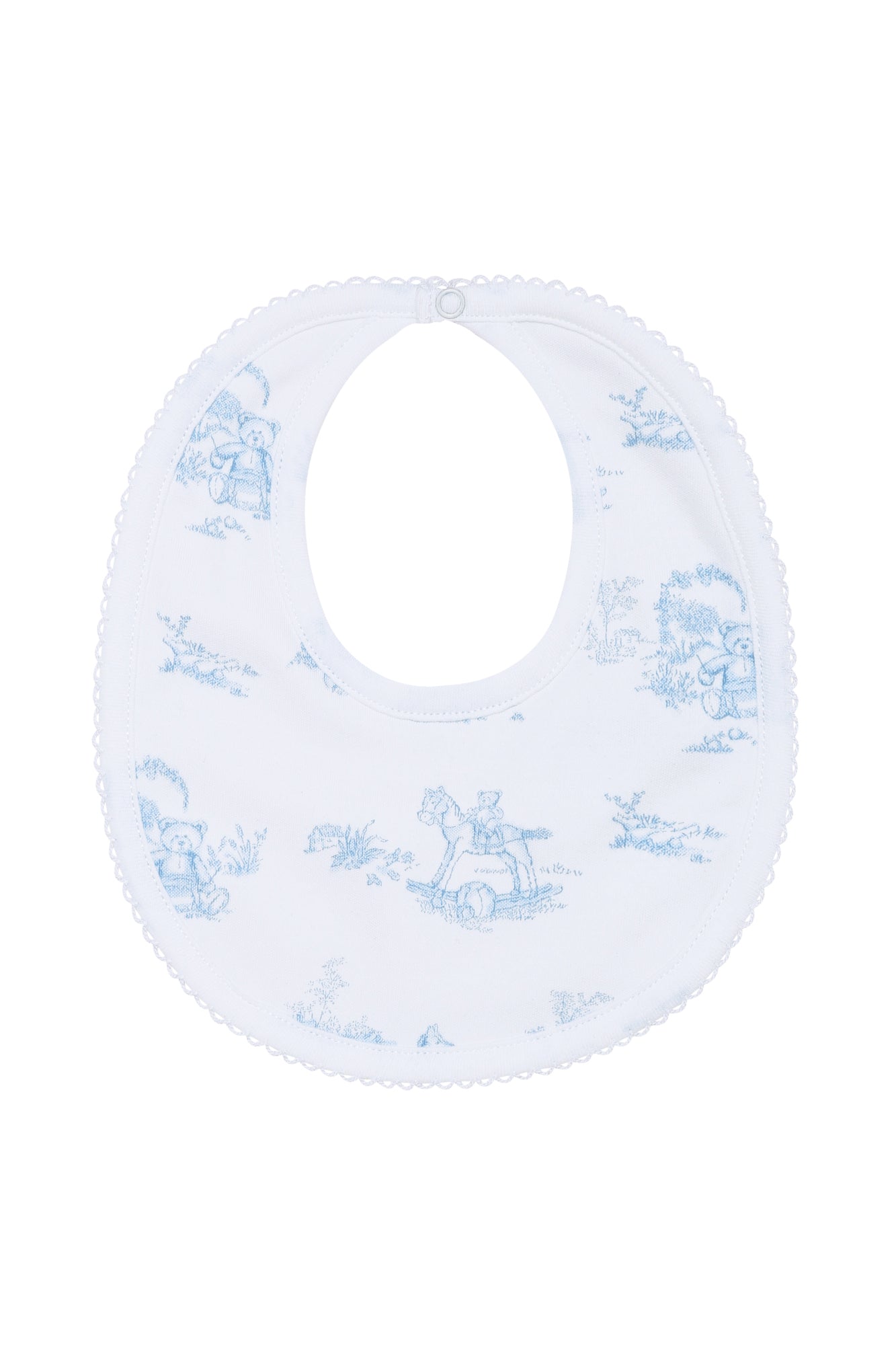 Blue Toile Baby Bib