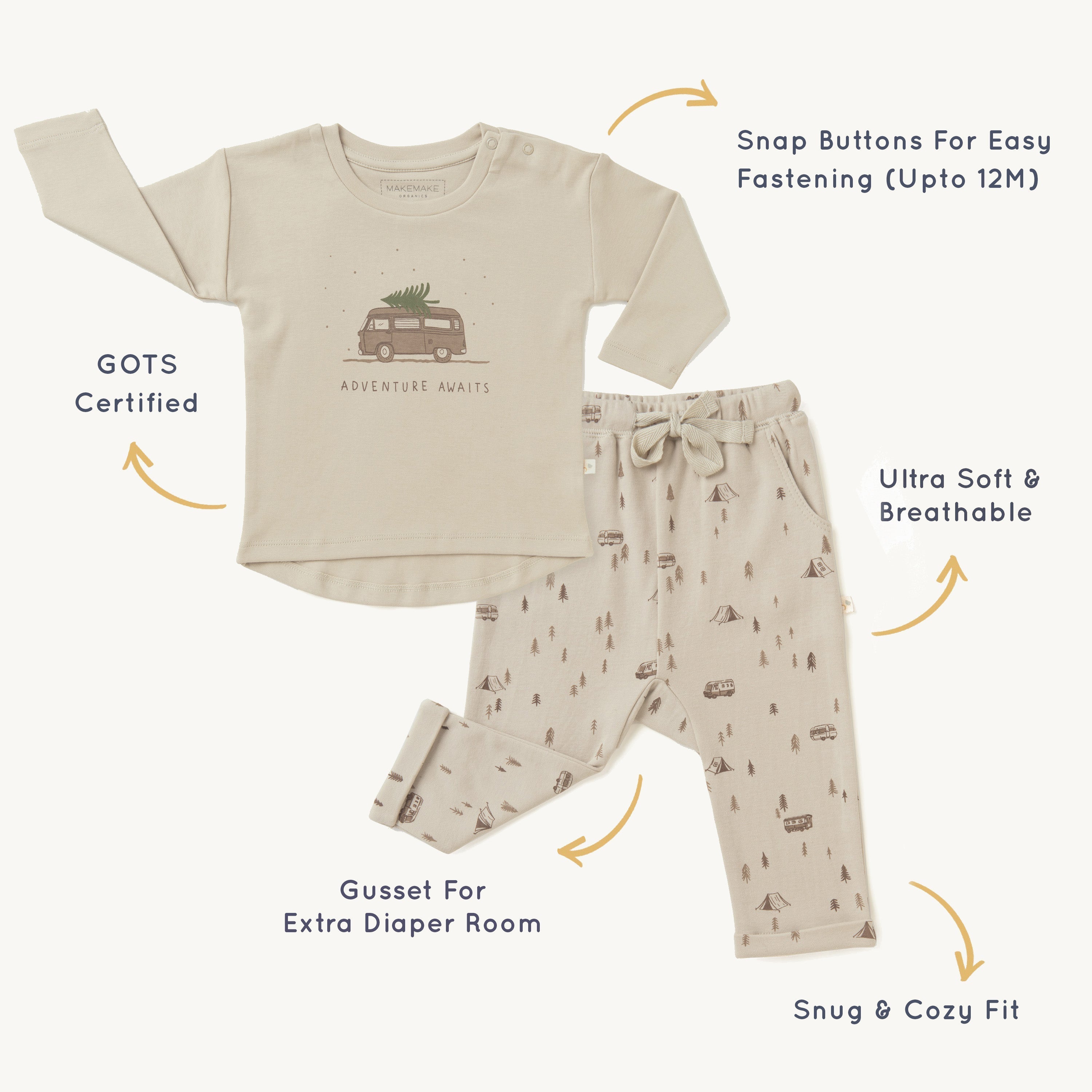 Organic Long Sleeve Tee & Pant Set - Adventure Awaits