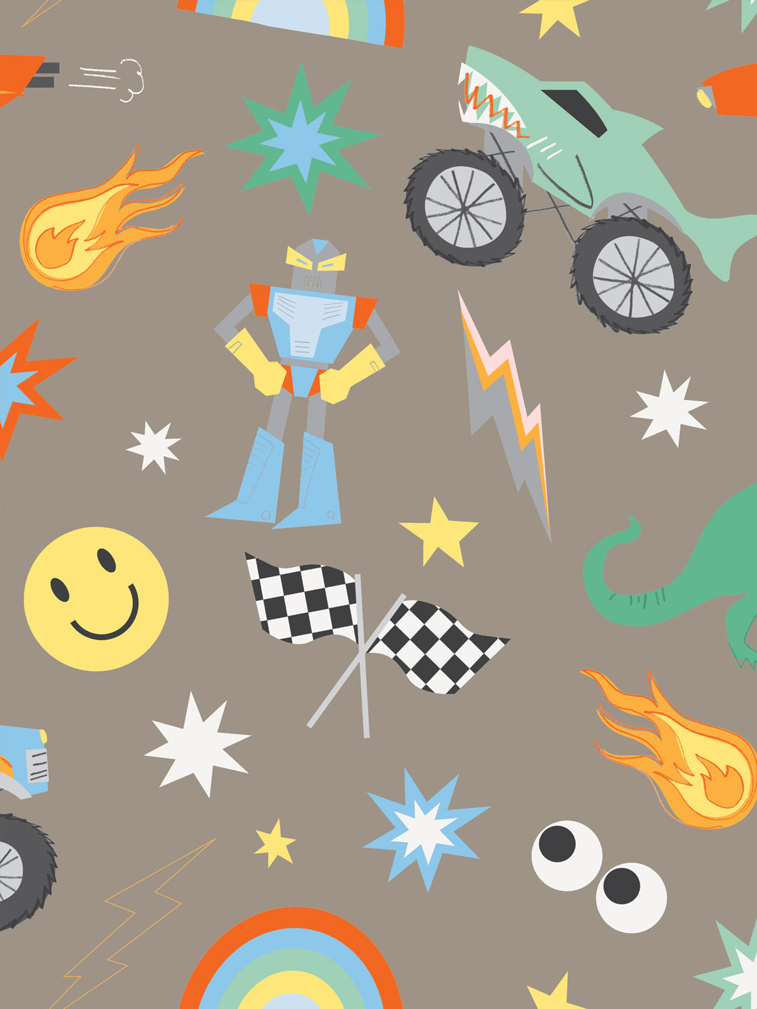 'toybox' Wallpaper By Meri Meri - Smokey Topaz