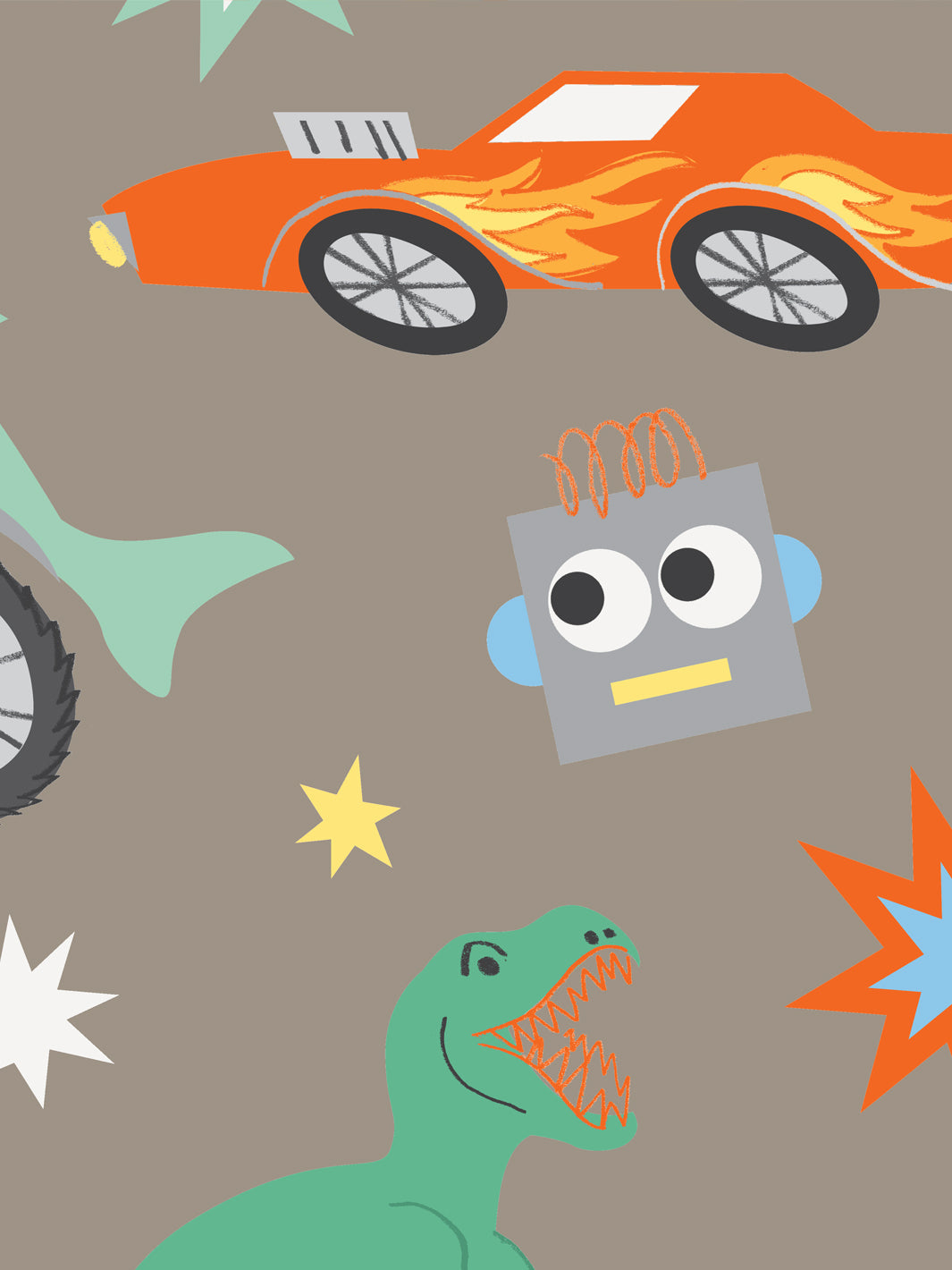 'toybox' Wallpaper By Meri Meri - Smokey Topaz