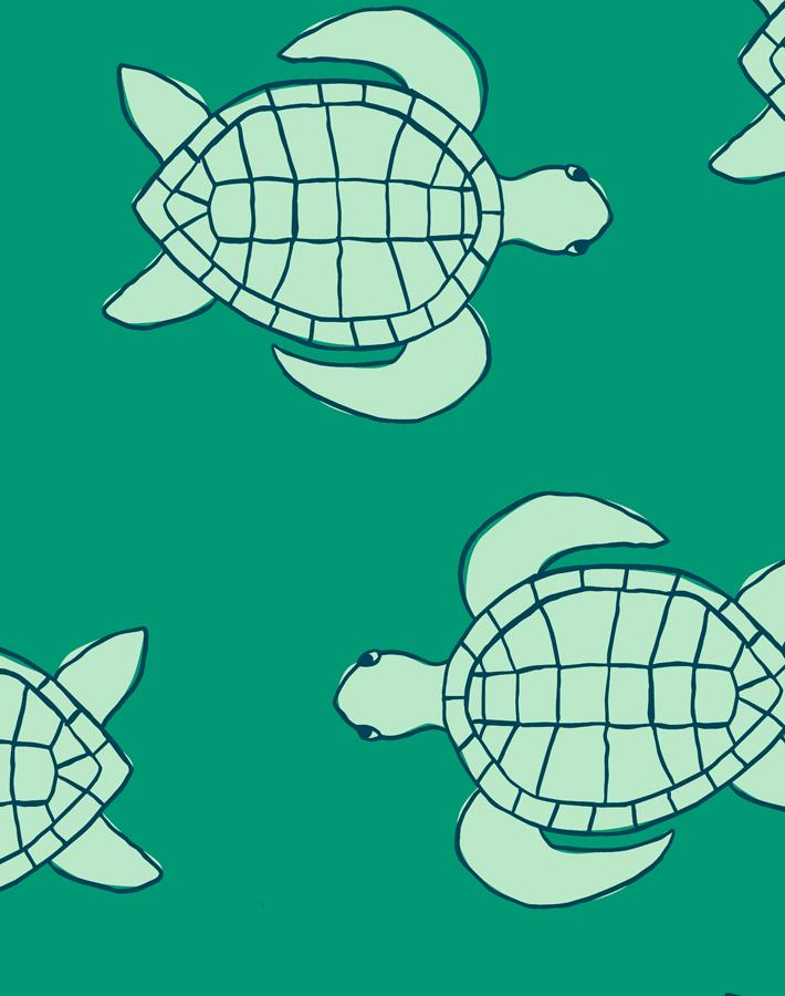 'trailing Turtles' Wallpaper By Tea Collection - Emerald