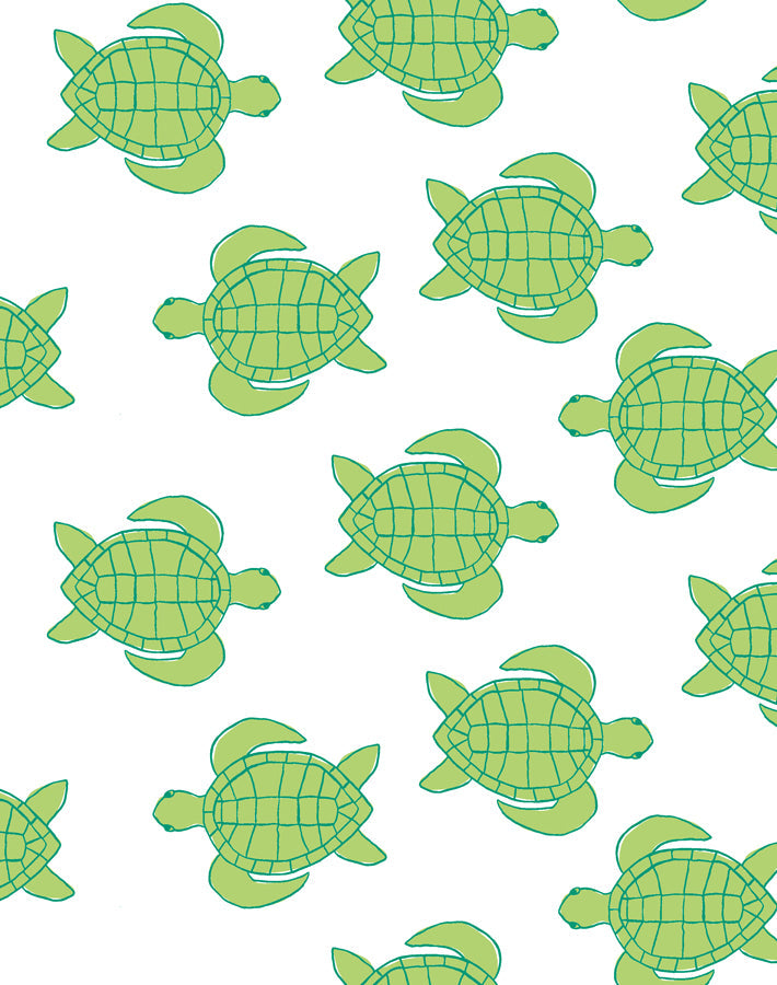 'trailing Turtles' Wallpaper By Tea Collection - Lime