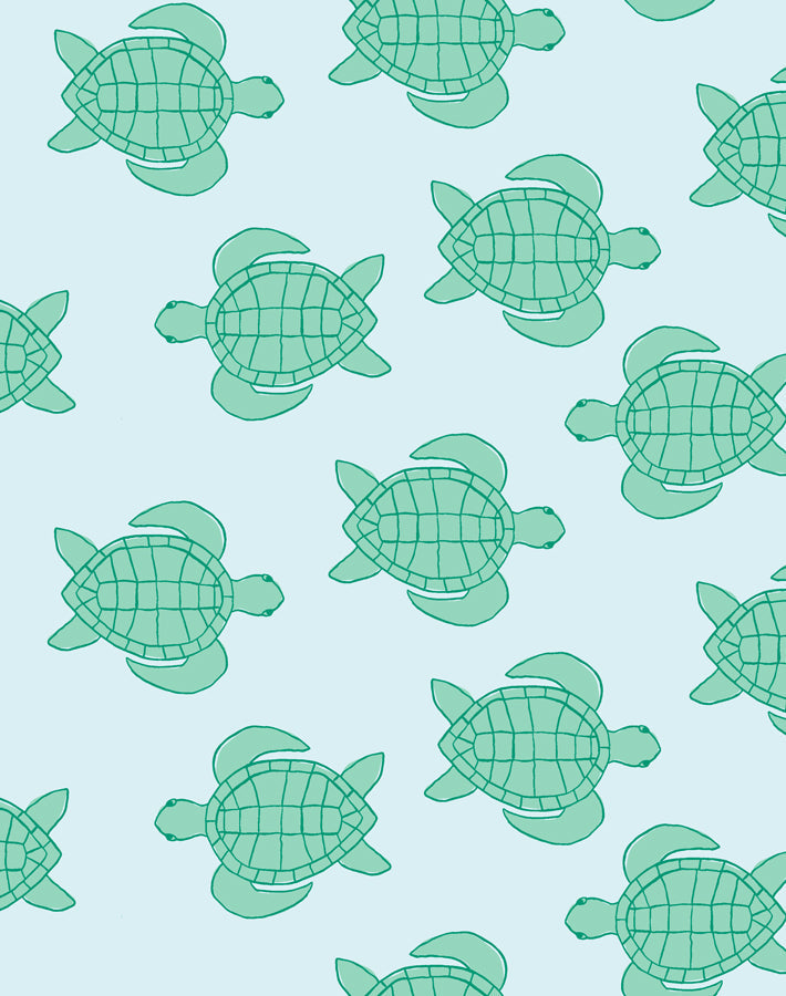 'trailing Turtles' Wallpaper By Tea Collection - Pale Blue