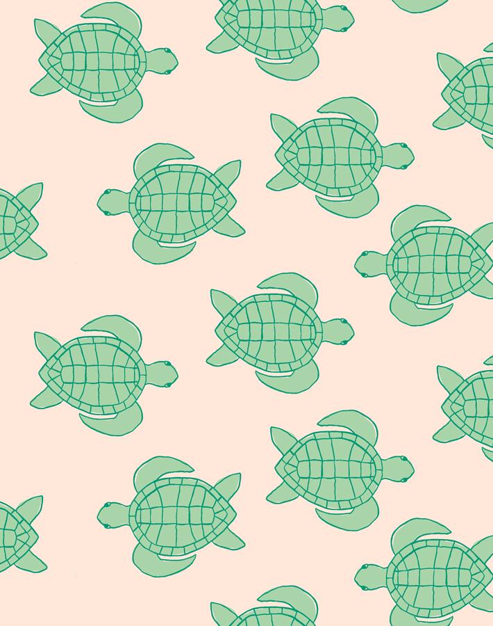 'trailing Turtles' Wallpaper By Tea Collection - Peach