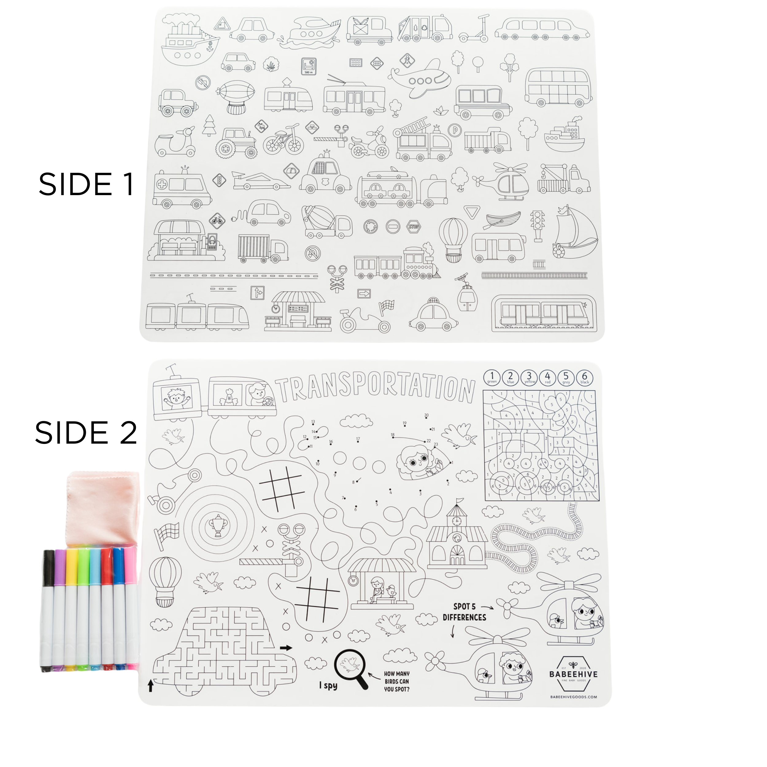 Silicone Reusable Coloring Placemat - 5 New Designs