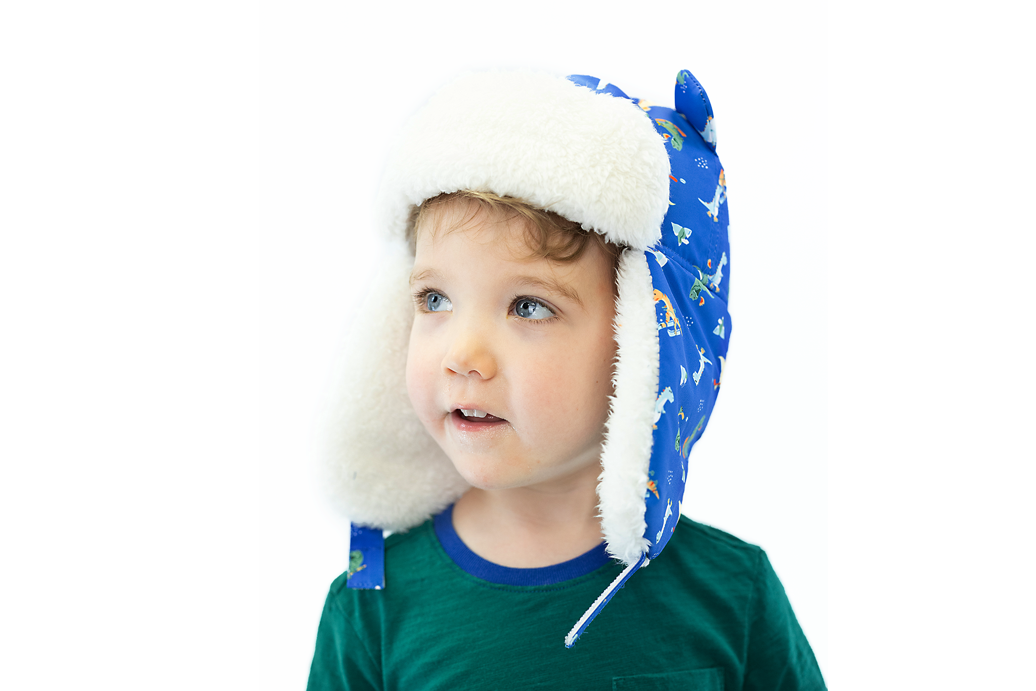 Baby/kids Water Repellent Trapper Hat - Dino On Ice