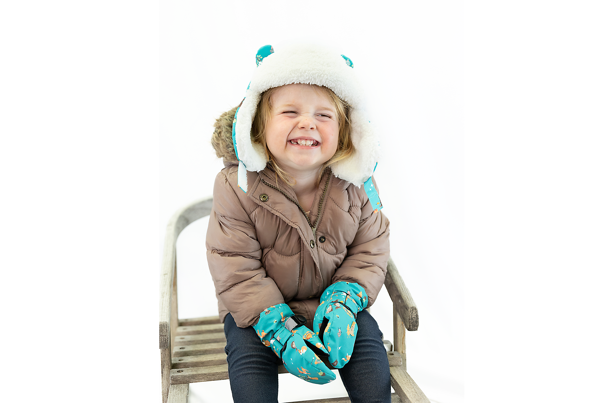 Baby/kids  Water Repellent Ski Mittens - Skating Penguin