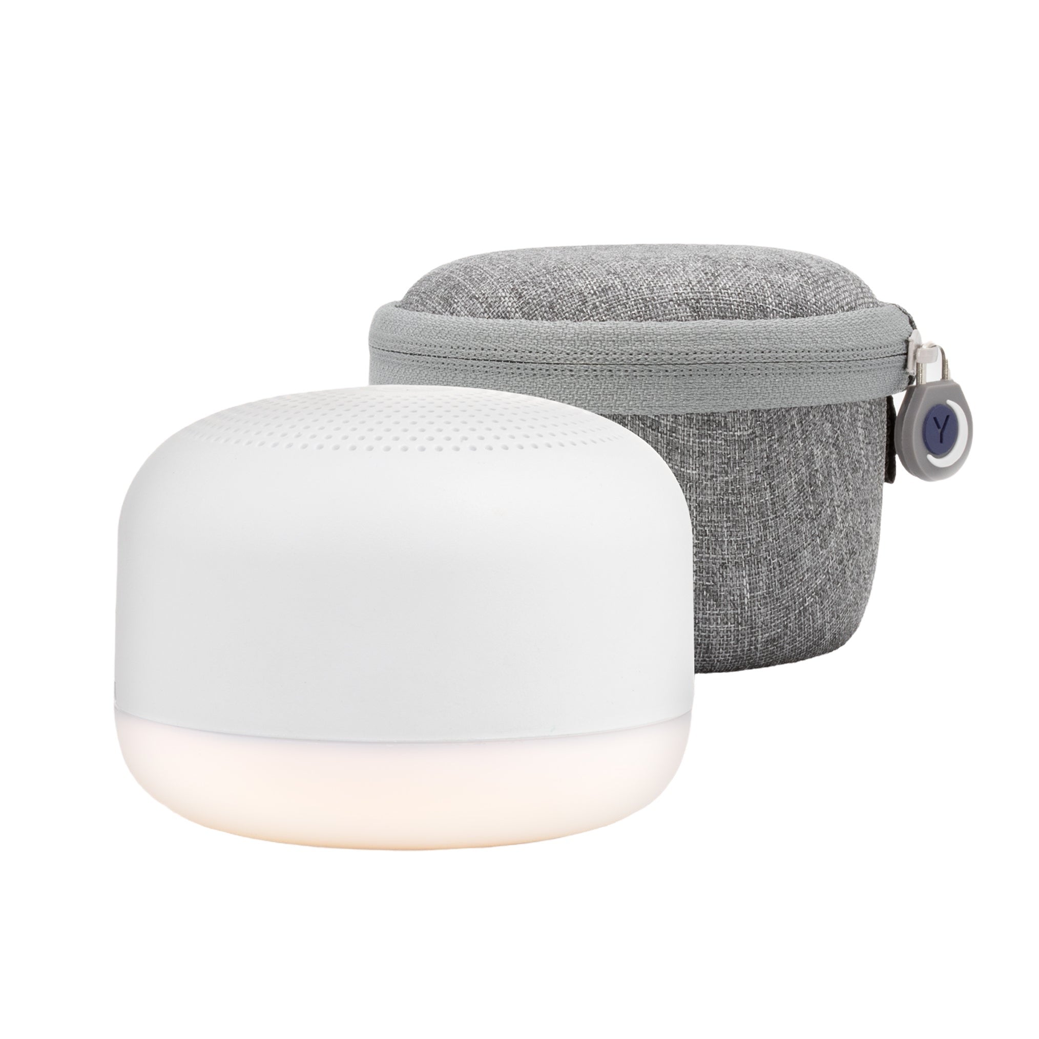 Travel Mini Sound Machine With Nightlight, White, And Travel Case