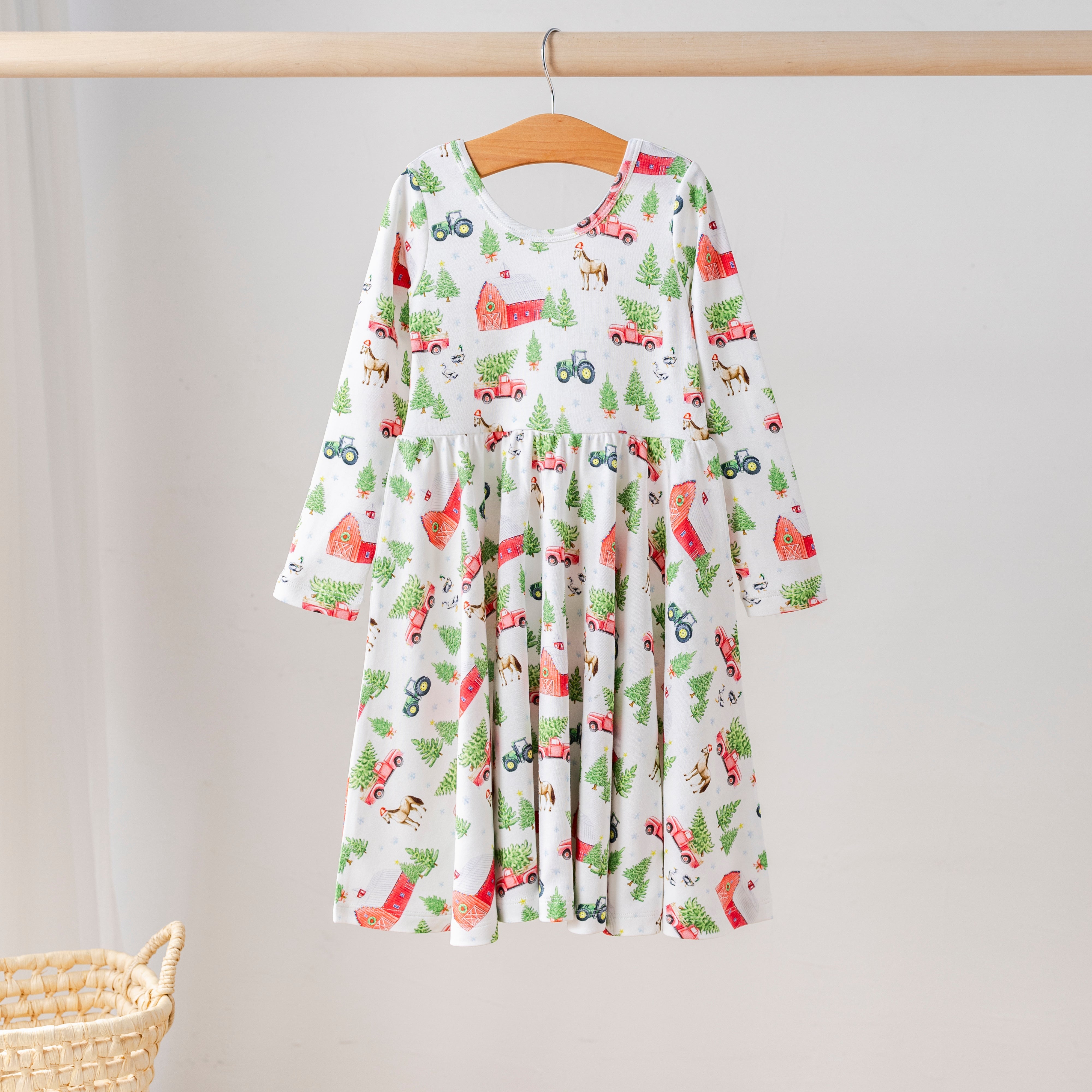 Christmas Tree Farm Organic Cotton Dress For Kids