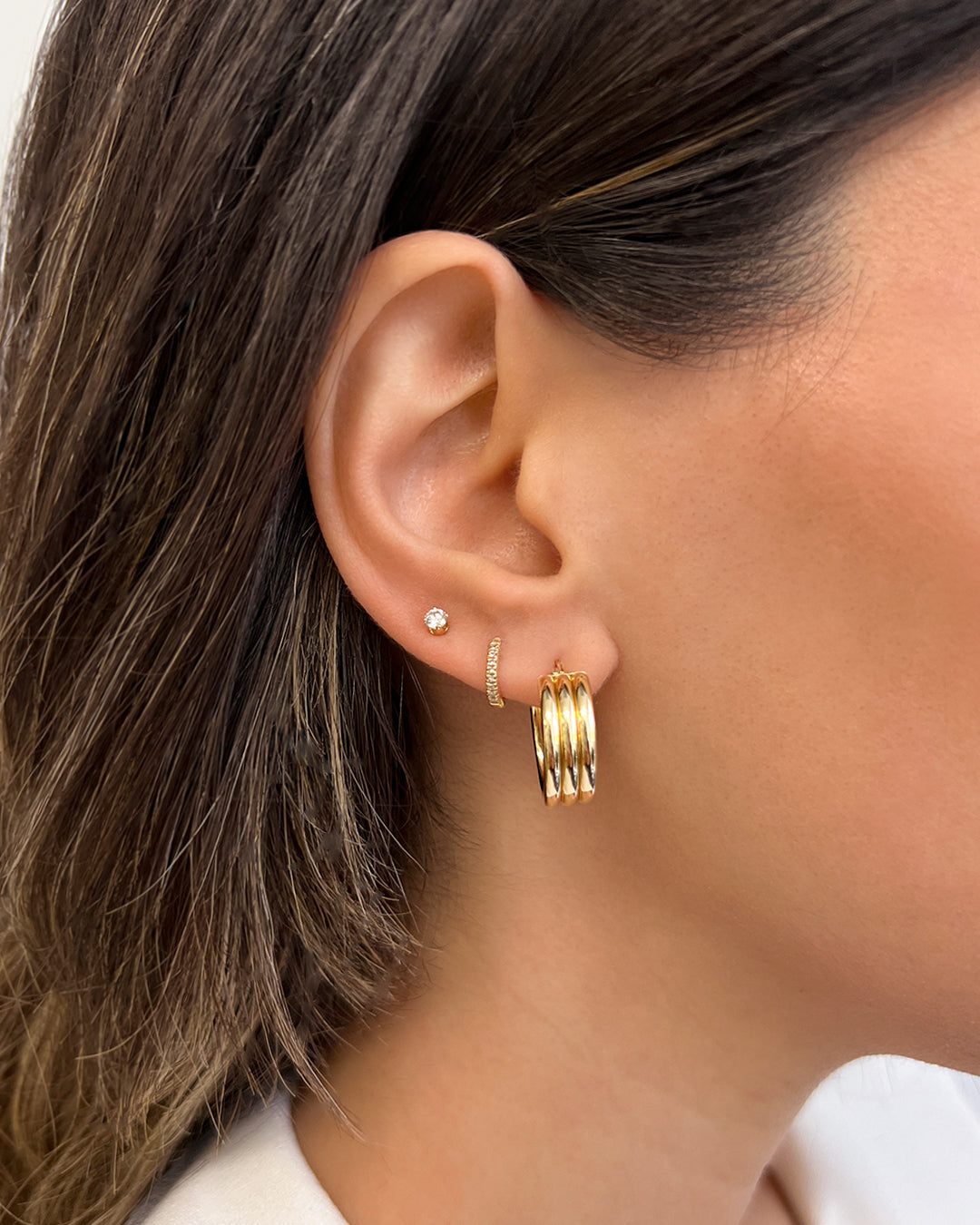 14k Gold Trio Hoop Earrings