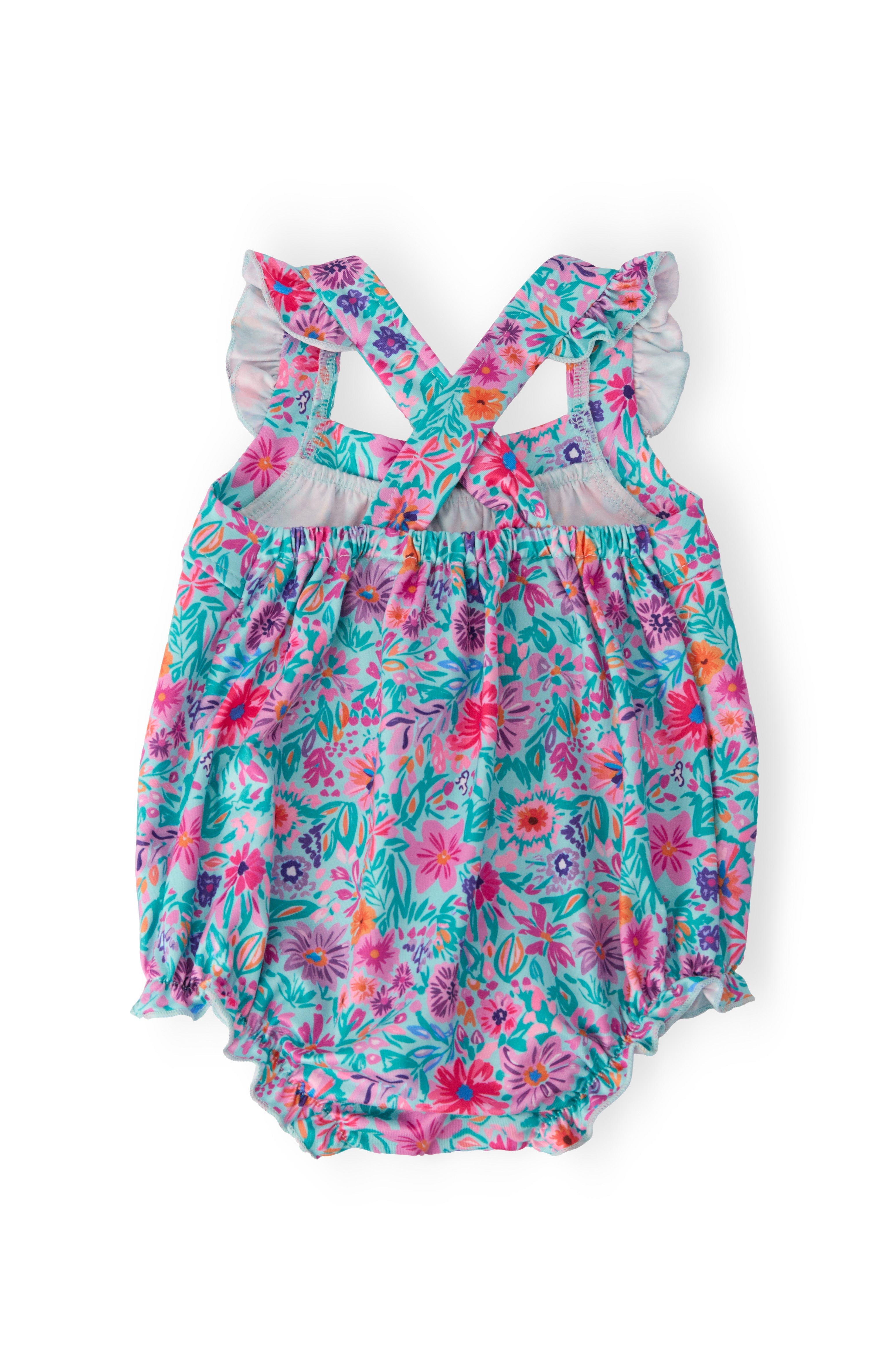 Tropical Garden Ruffle Cross Back Romper