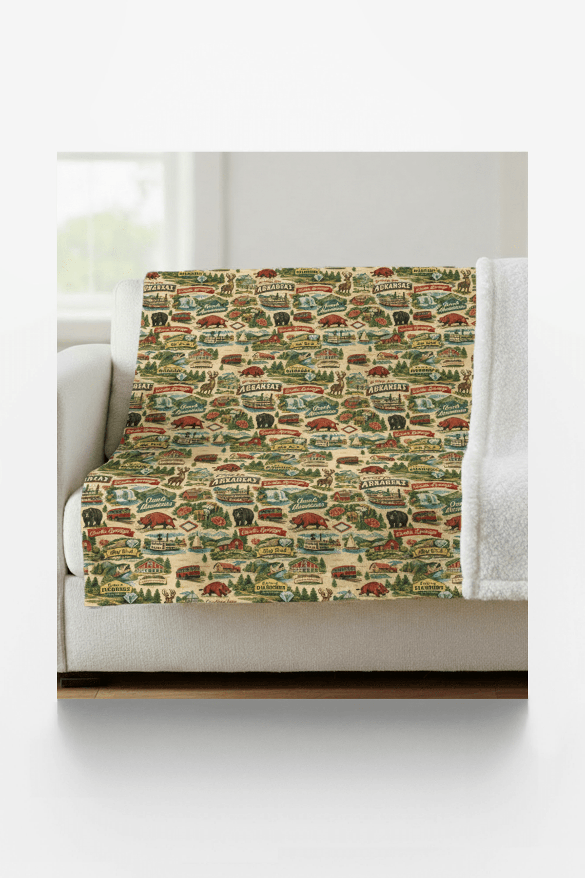 Arkansas Postcard Memories Sherpa Blanket