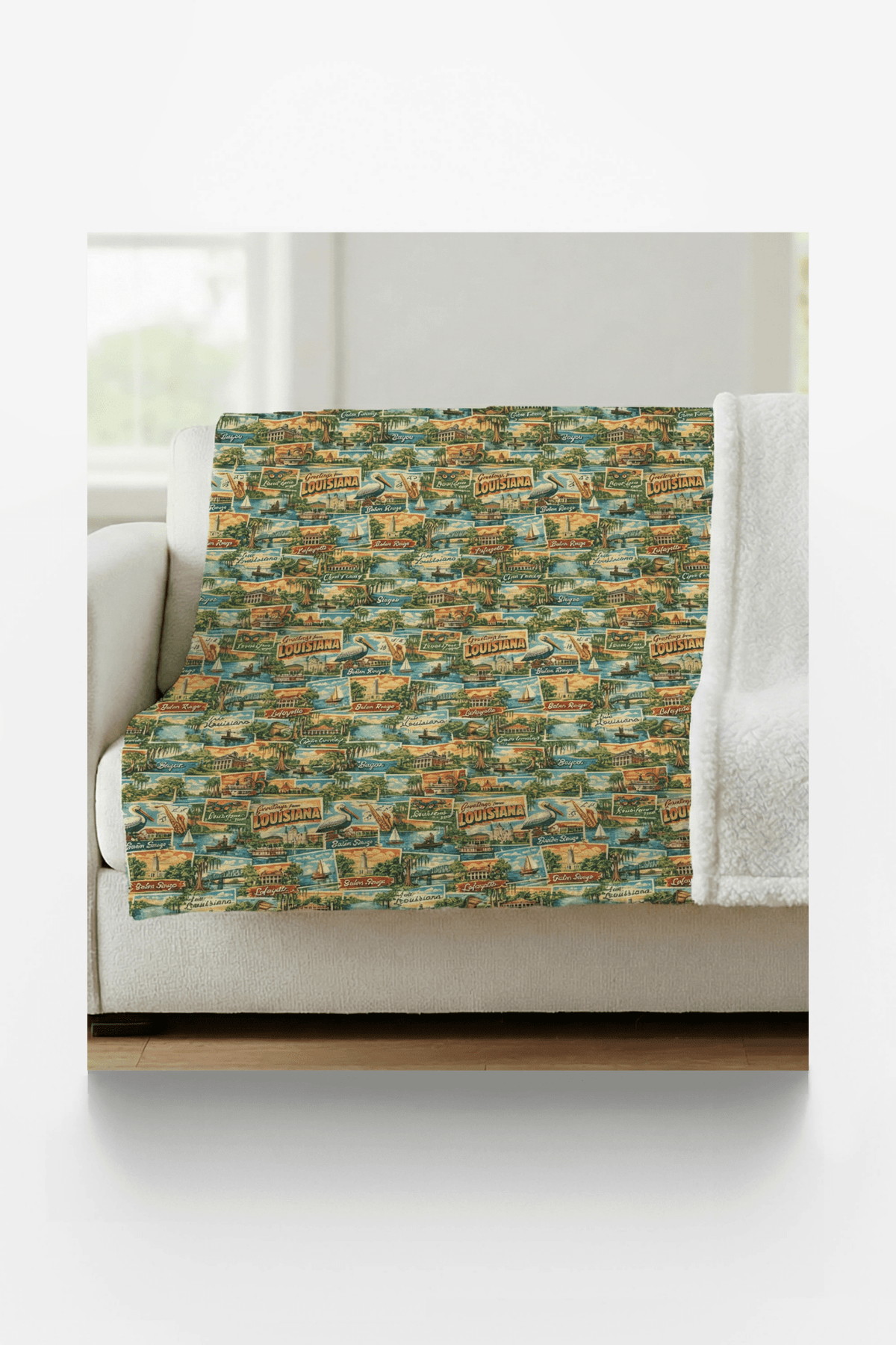 Louisiana Postcard Memories Sherpa Blanket